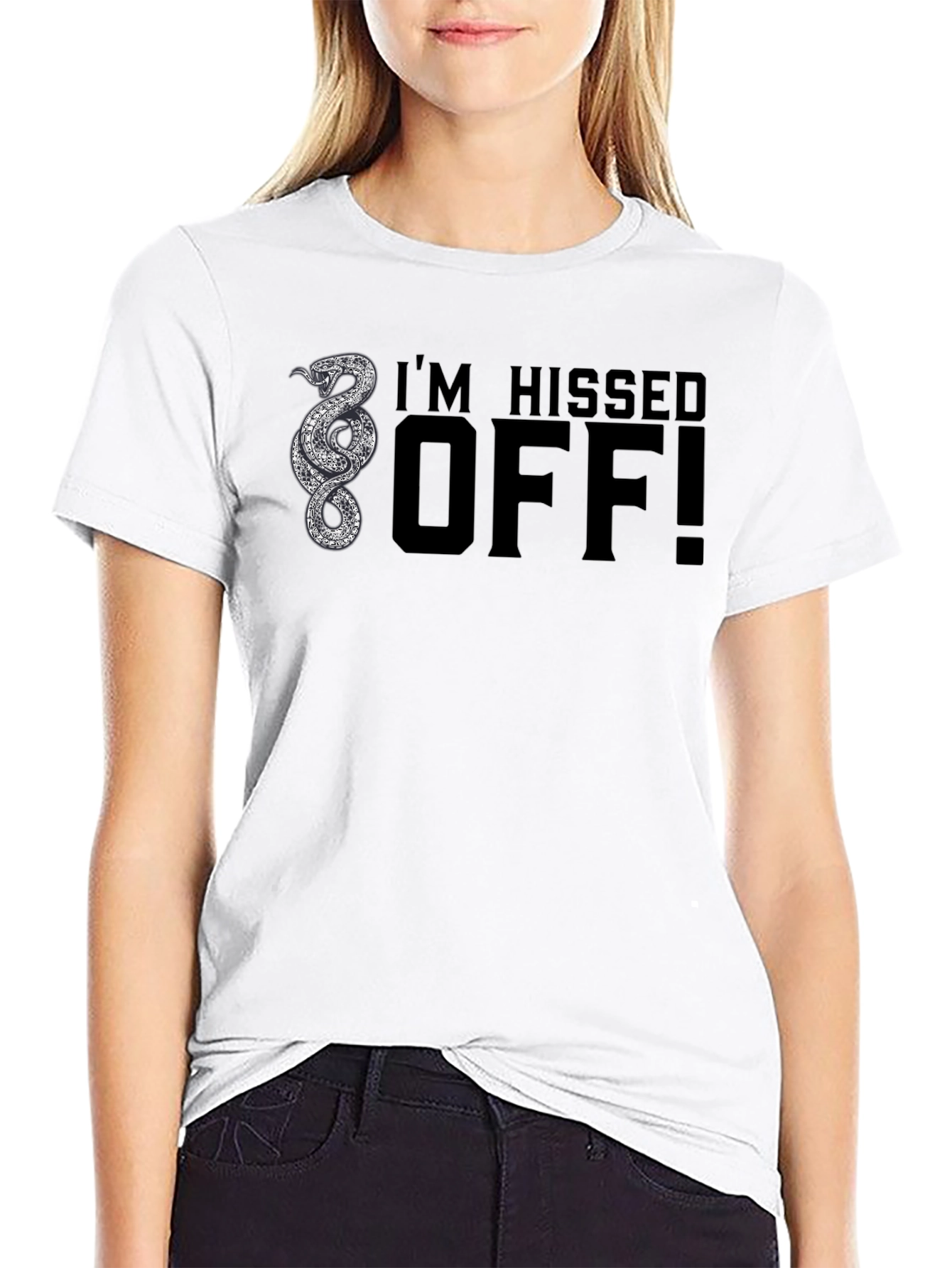 Black Hissed Off Graphic Tee - Funny Snake T-Shirt view 9