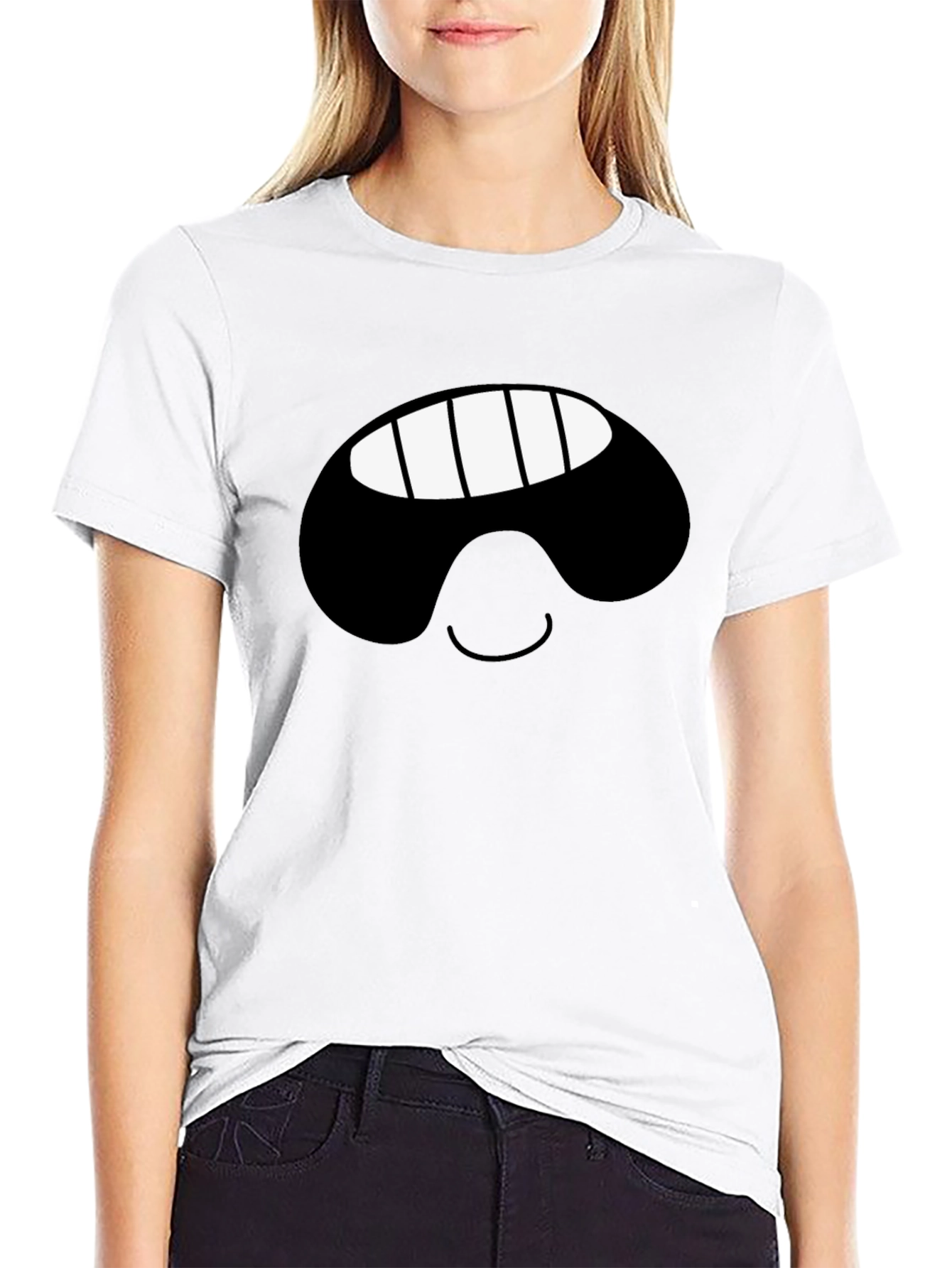 Black Smiling Face Black T-Shirt view 9