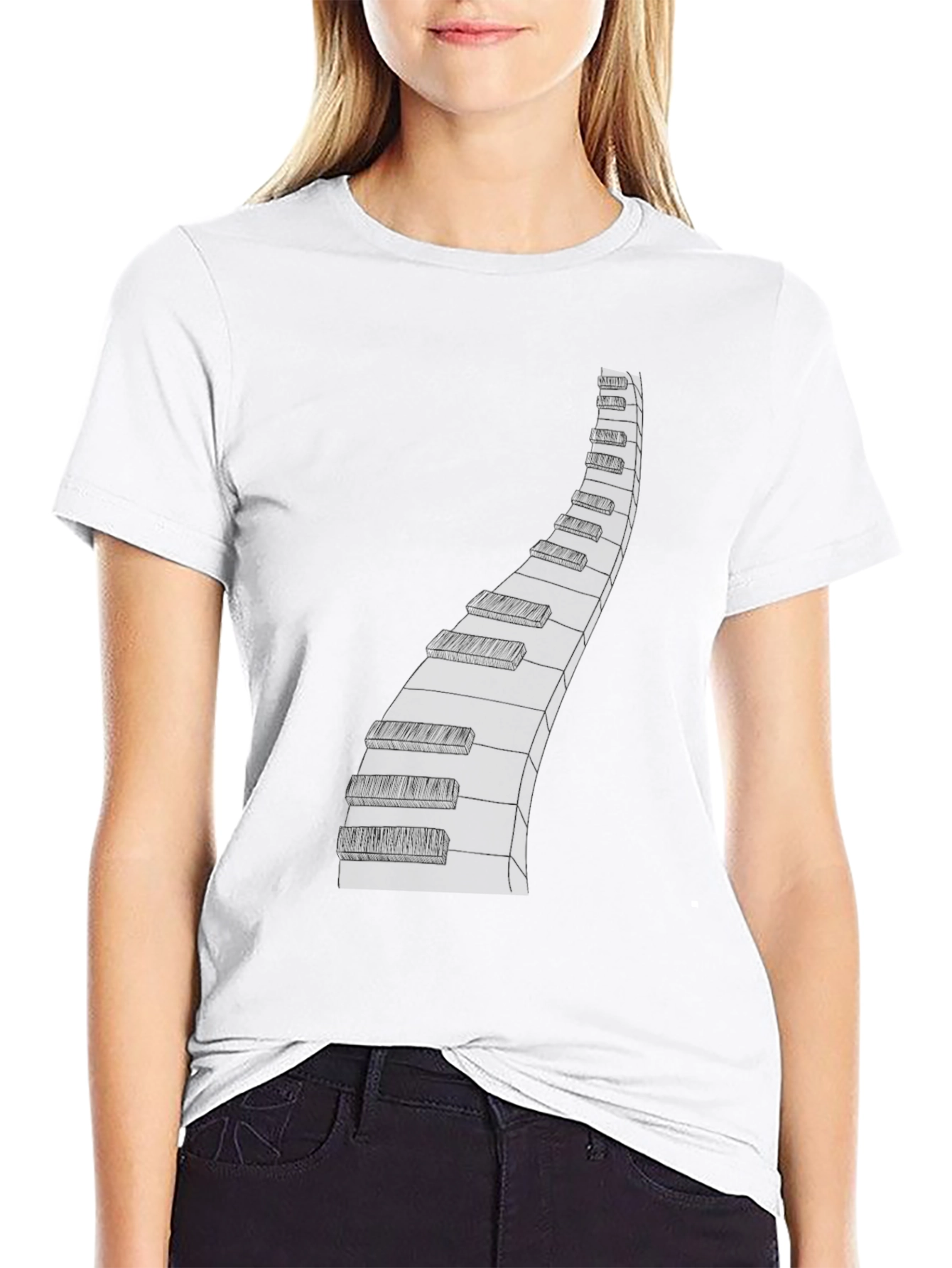 Black Piano Keys Graphic Tee - Musician Style view 9