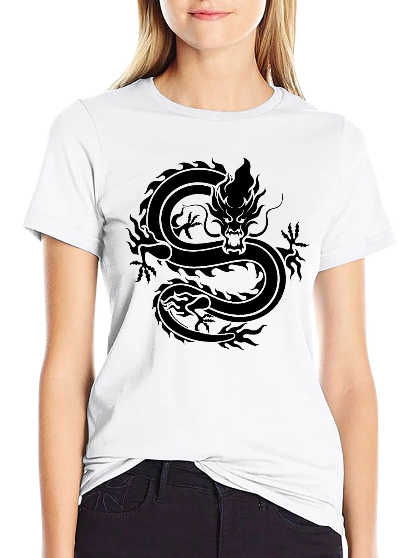 Black Dragon Graphic Black Tee - Men's Casual T-Shirt view 9