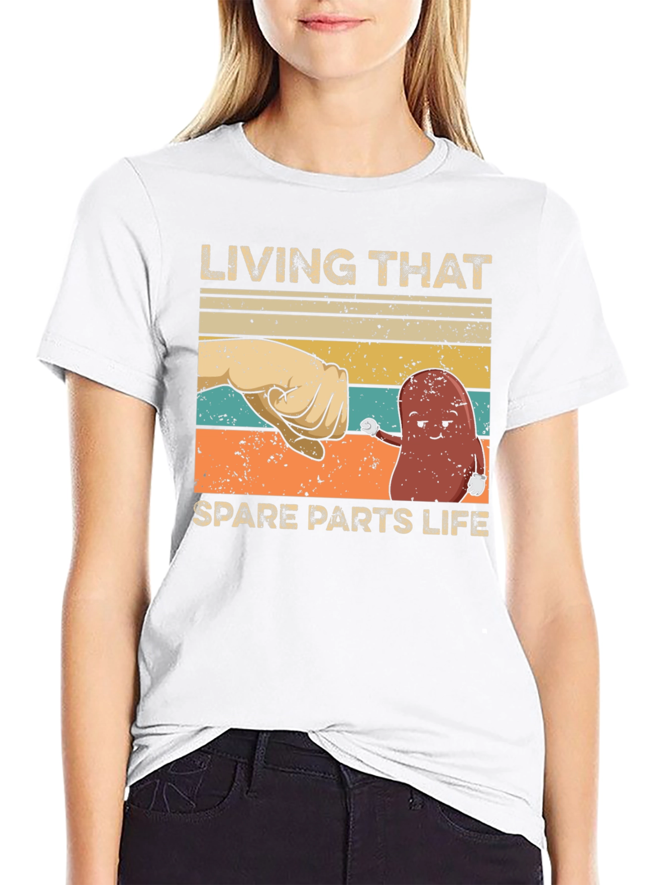 Black Living That Spare Parts Life T-Shirt - Funny Kidney Tee view 9