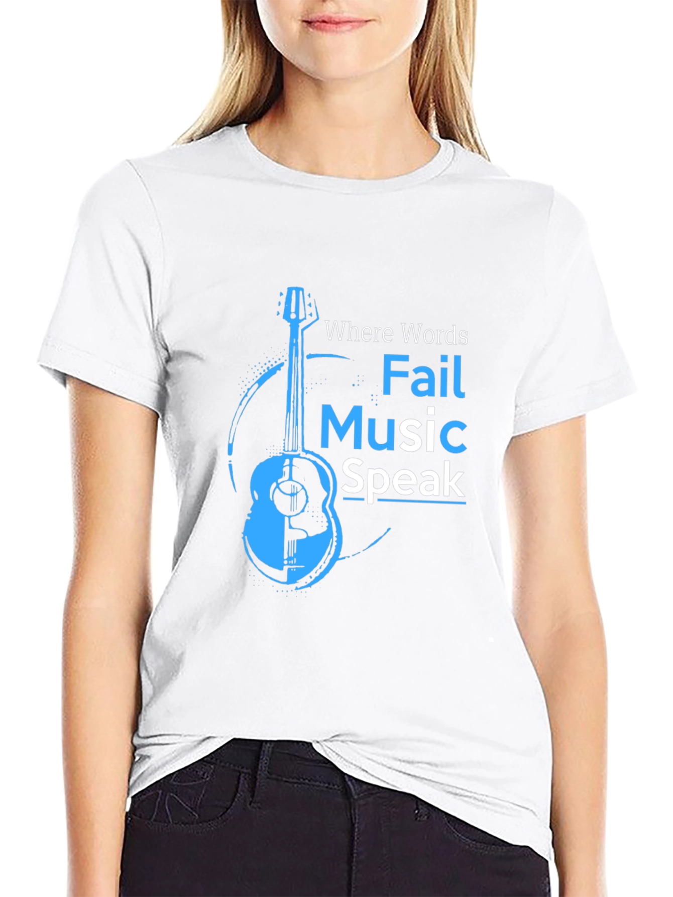 Black Music Speaks T-Shirt - Acoustic Guitar Design view 9