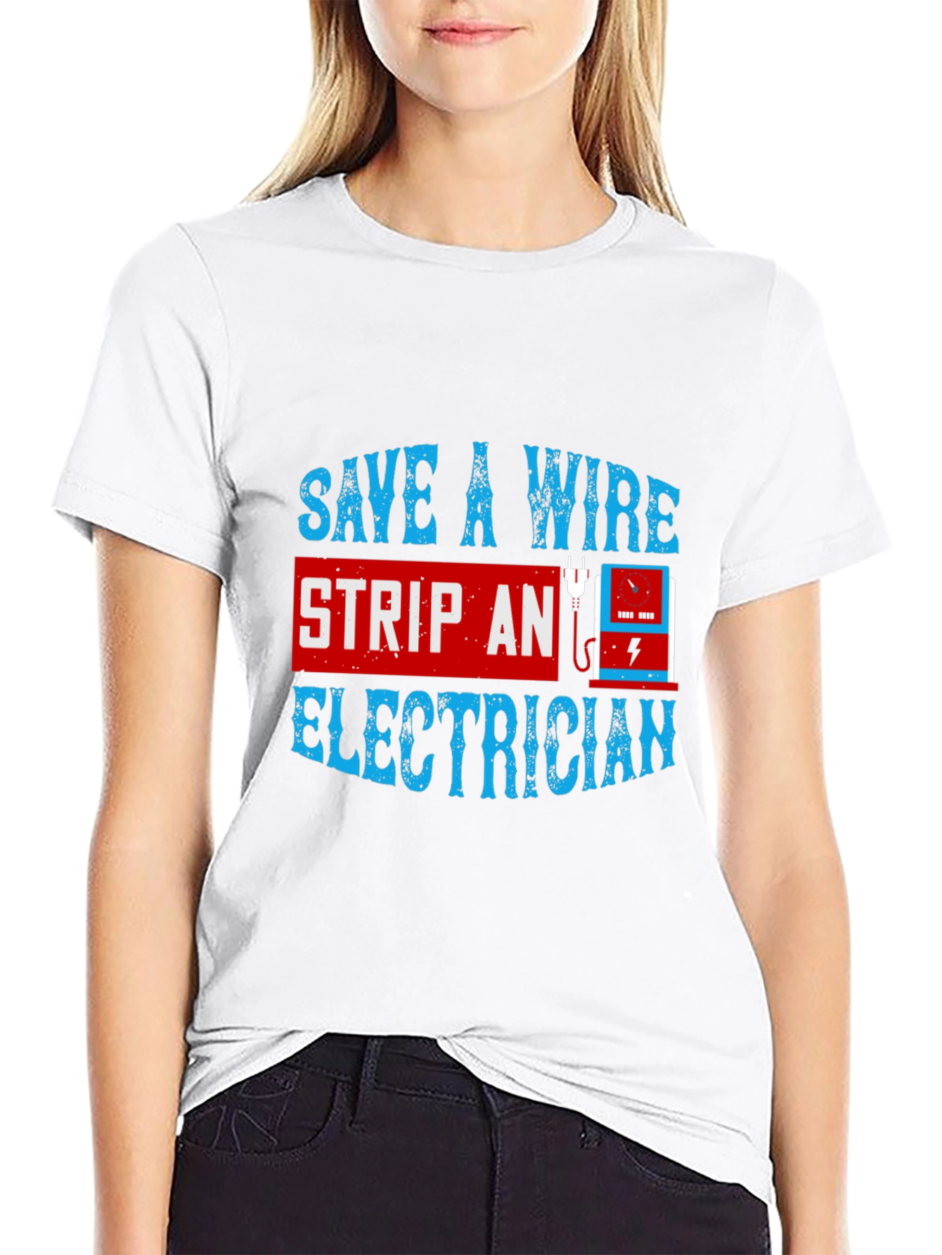 Black Electrician T-Shirt: Save A Wire Humor Tee view 9