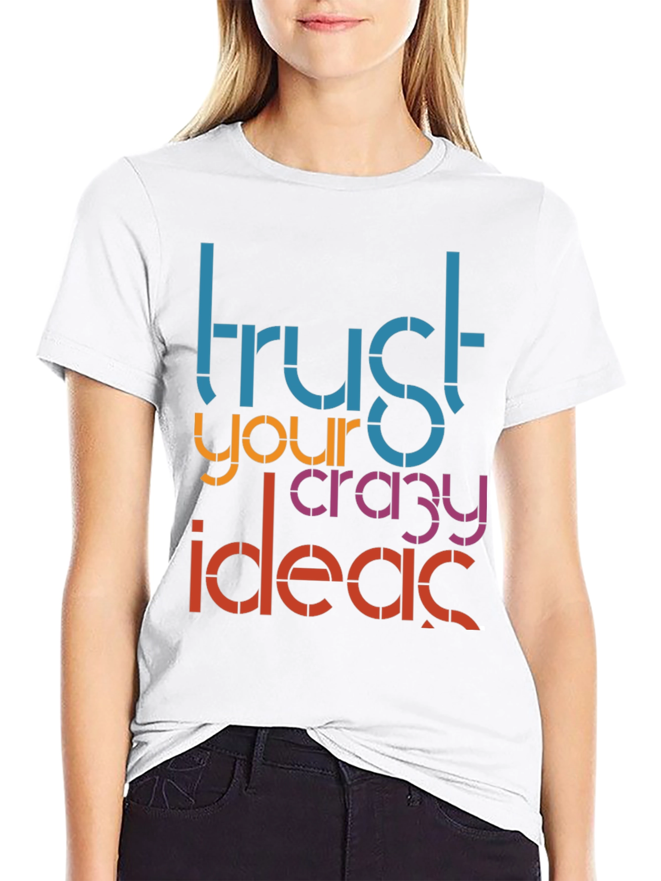 Black Trust Your Crazy Ideas Graphic Tee view 9