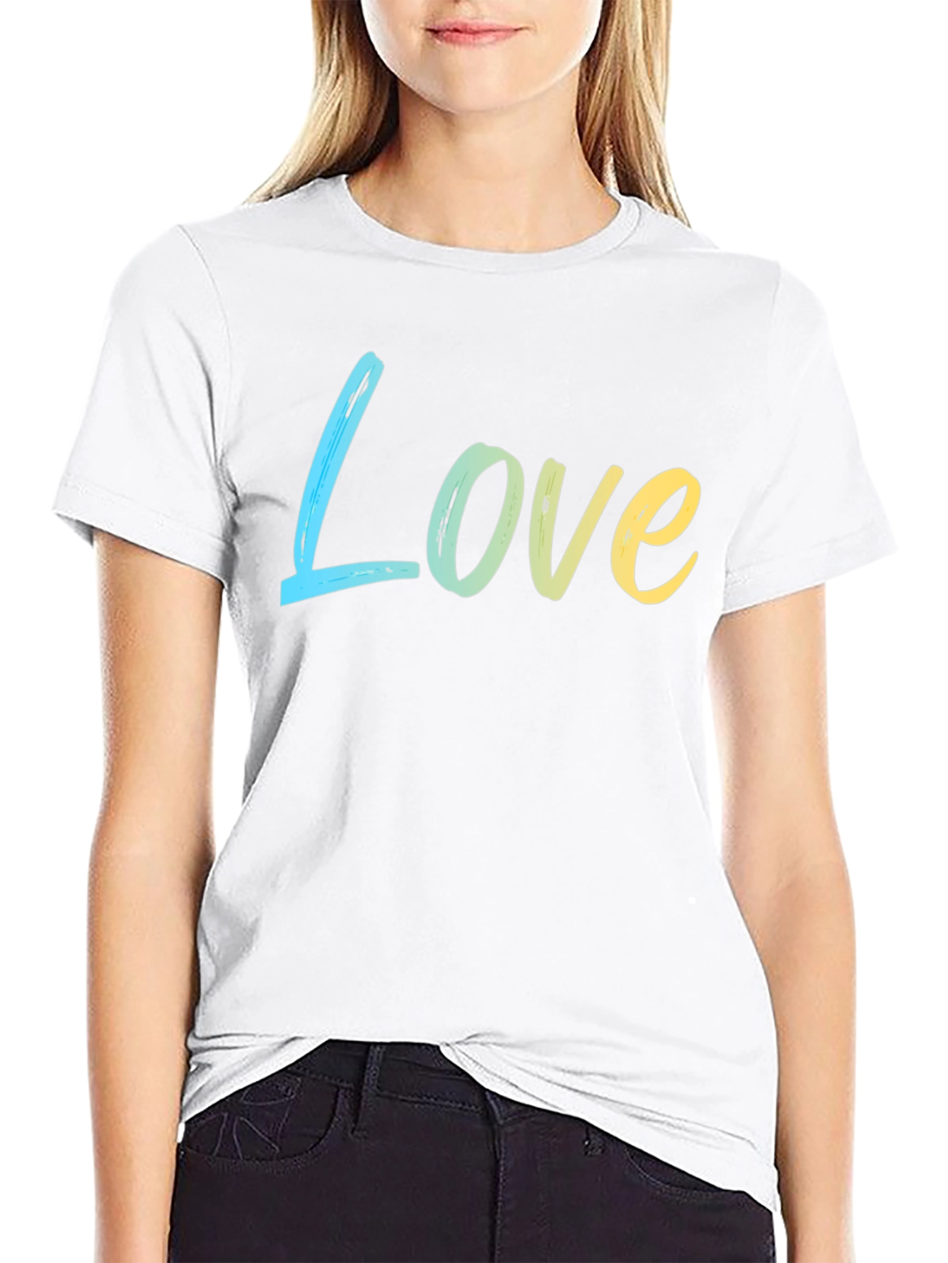 Black Love Gradient Tee - Soft Cotton Blend, Casual Style view 9