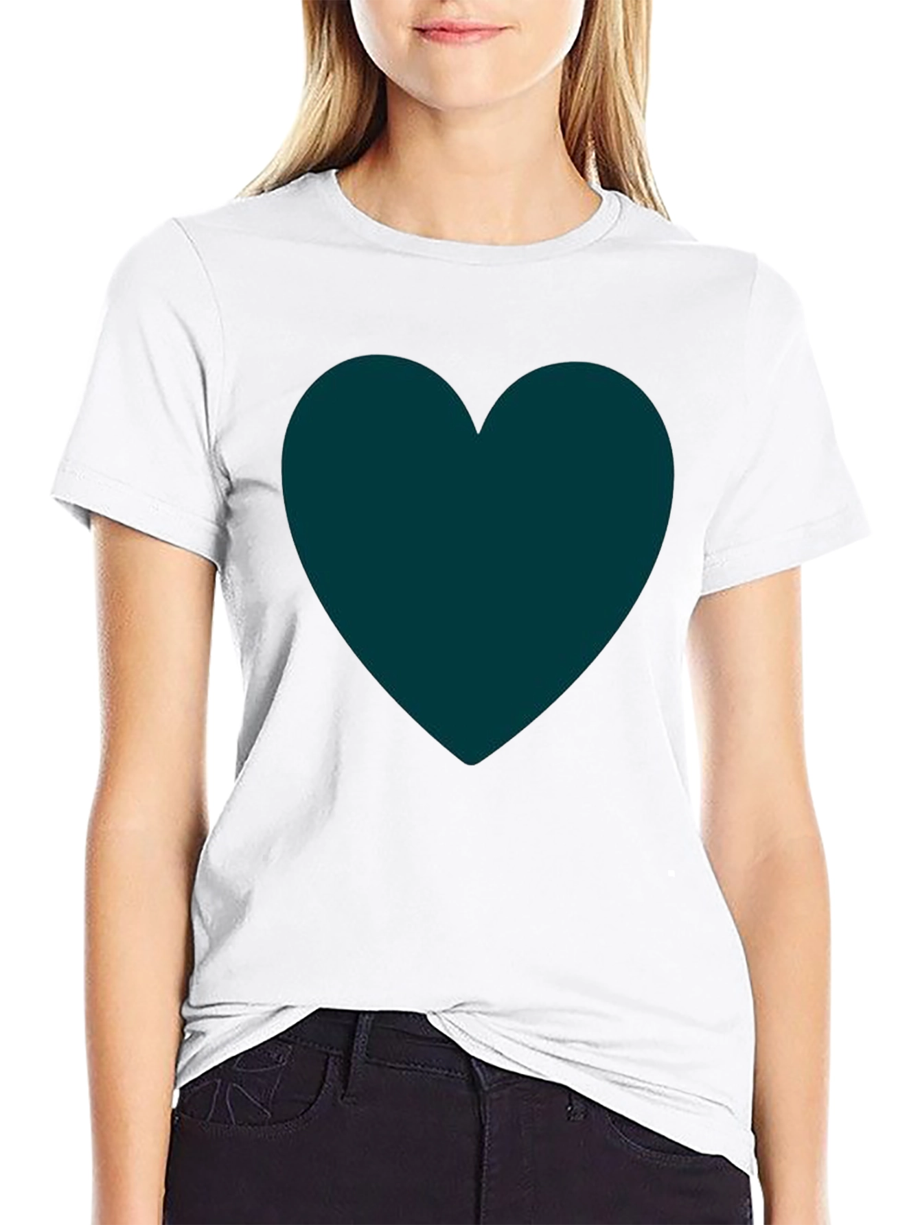 Black Heart Graphic Tee - Soft Black Casual Shirt view 9