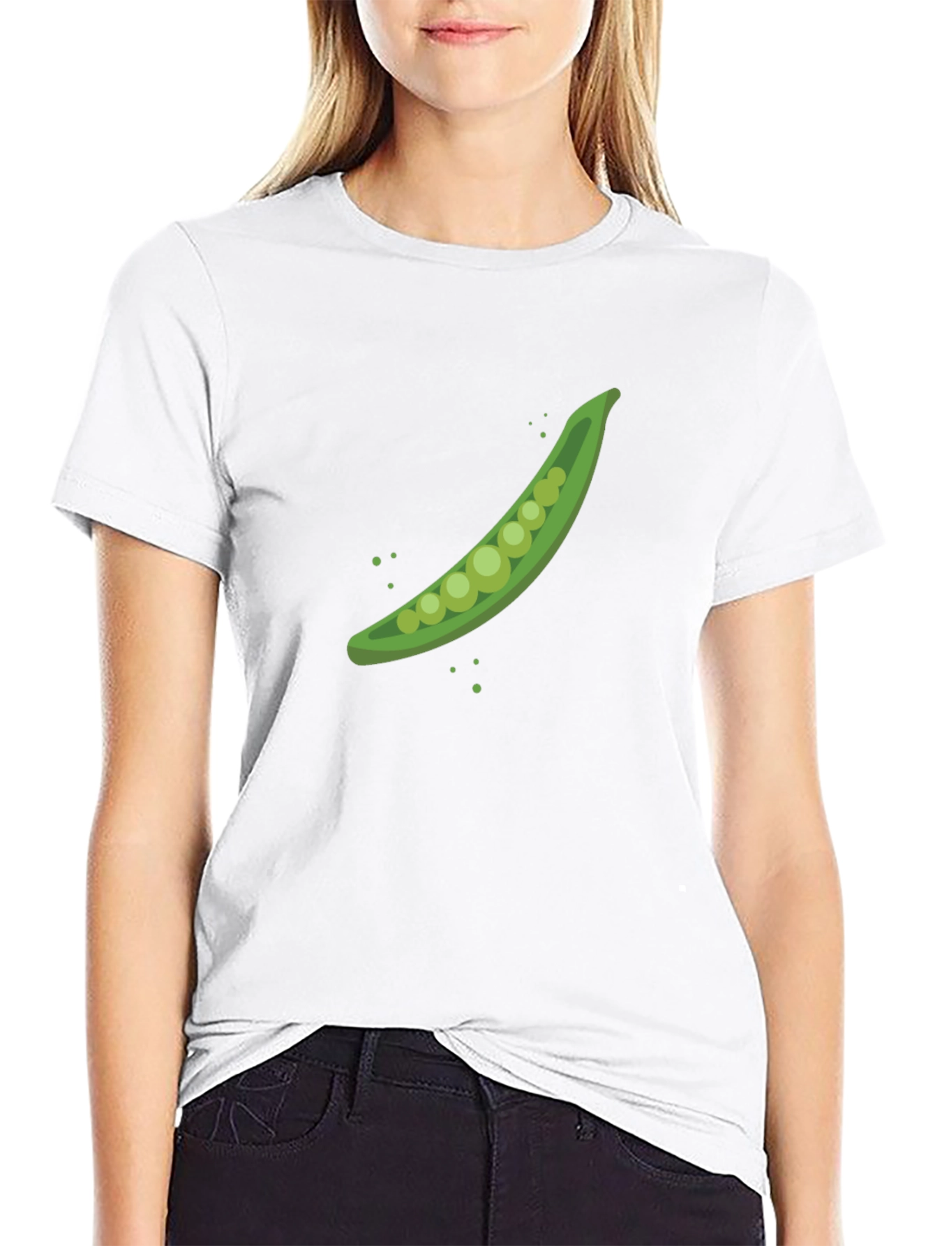 Black Pea Pod Graphic T-Shirt - Black Cotton Tee view 9