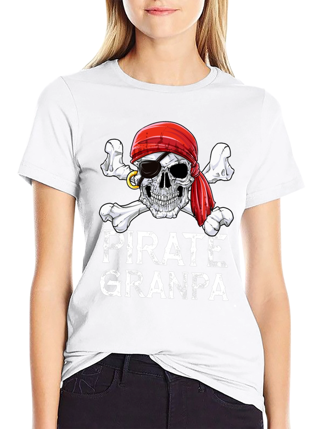 Pirate Granpa T-Shirt, Skull & Crossbones Graphic Tee - 9