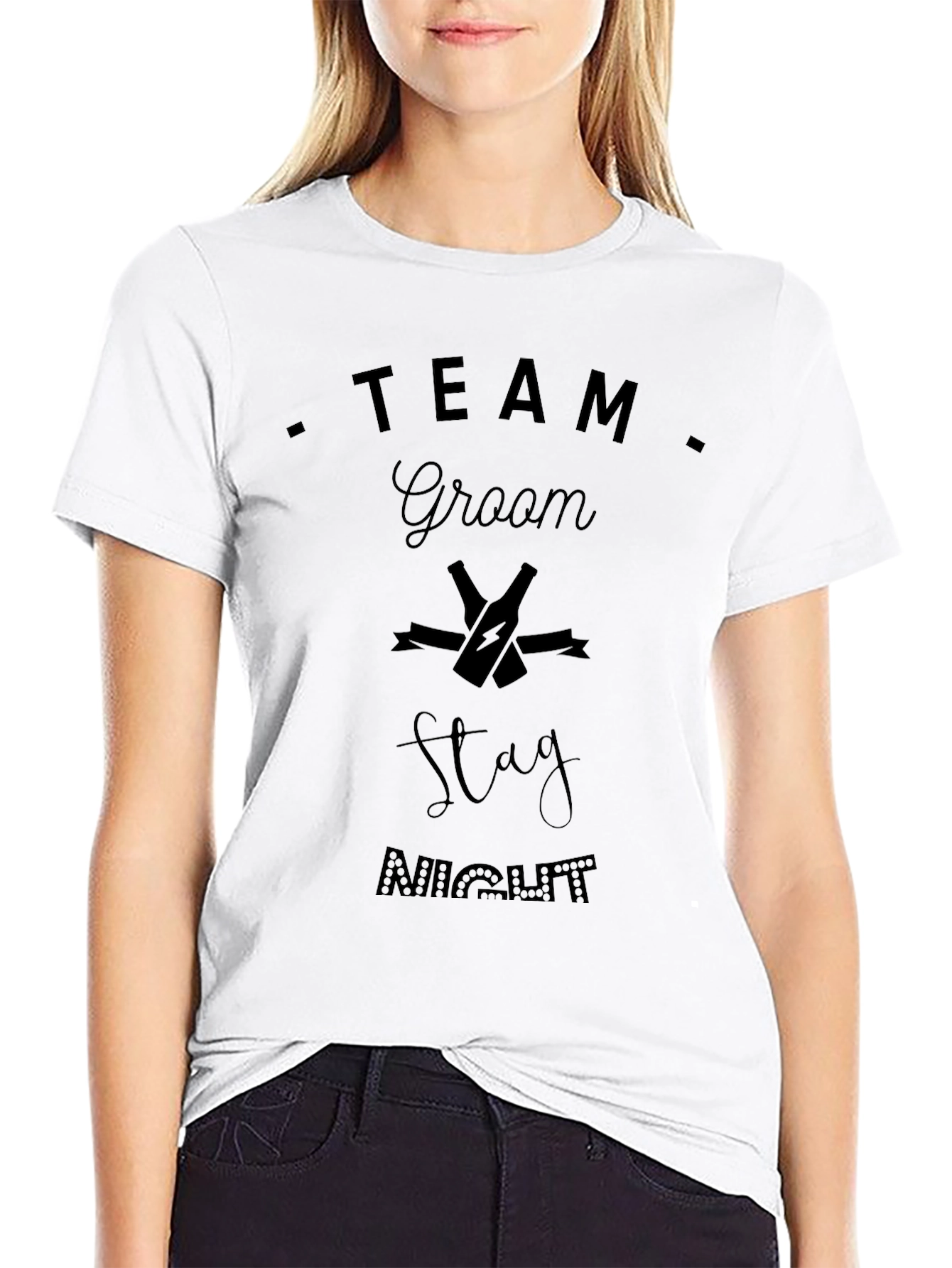 Black Team Groom Stag Night Black T-Shirt view 9