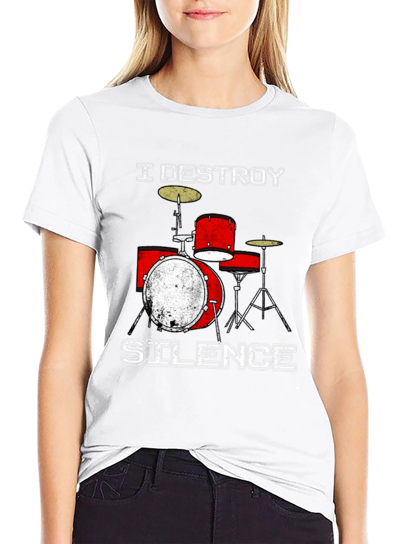 Black I Destroy Silence Drummer T-Shirt view 9