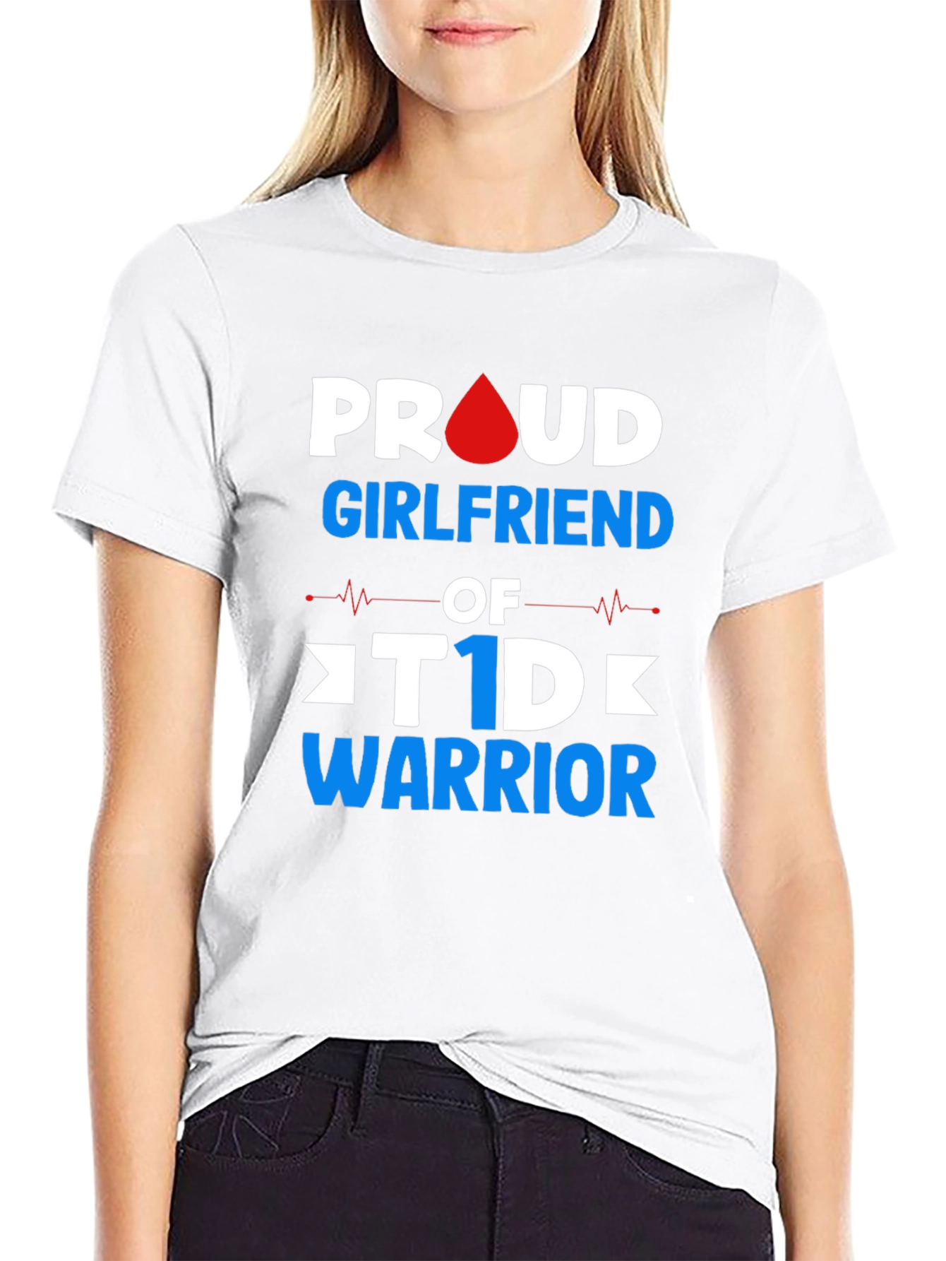 Black Proud Girlfriend T1D Warrior T-Shirt view 9