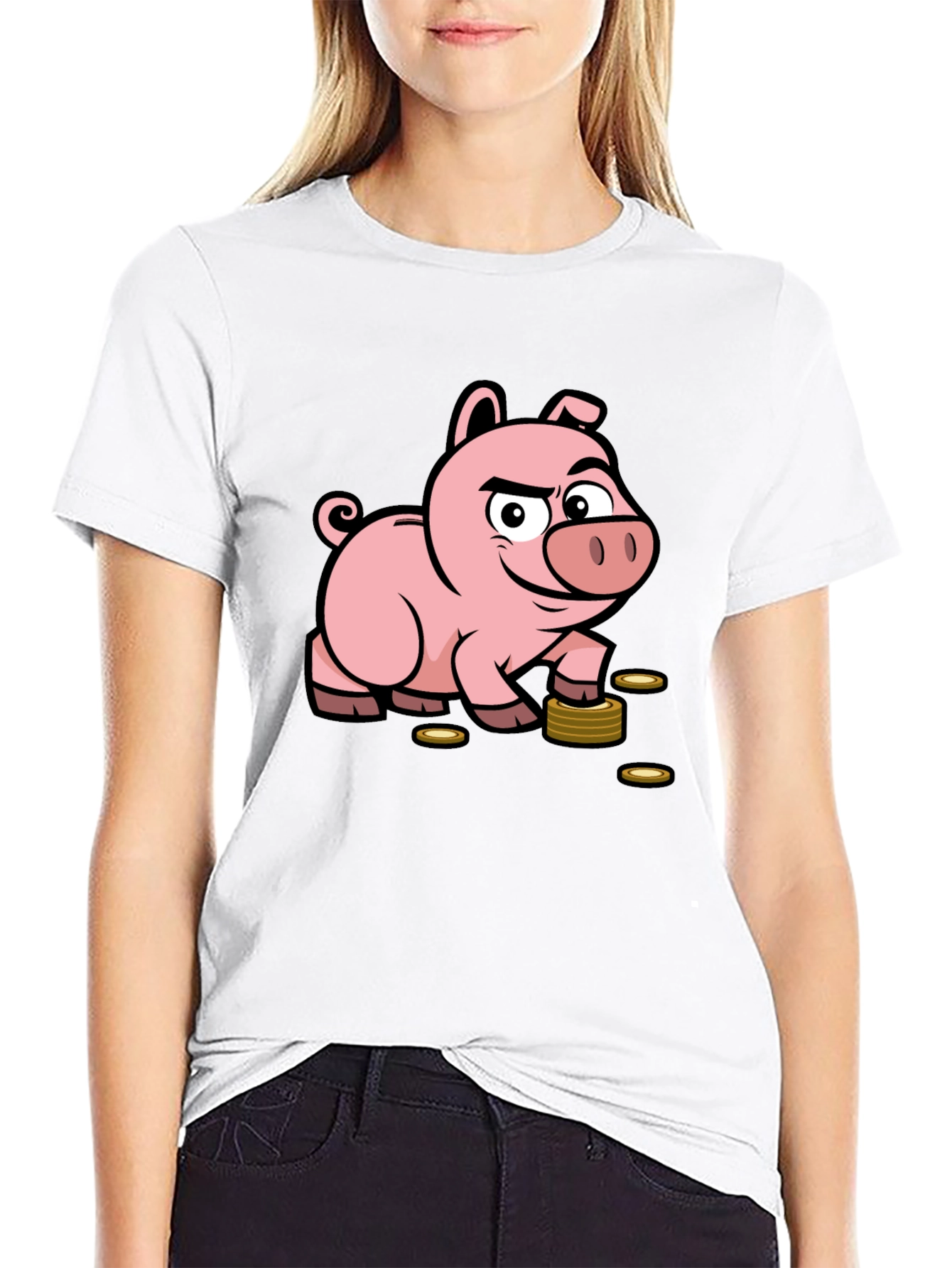 Black Piggy Bank Funny T-Shirt view 9