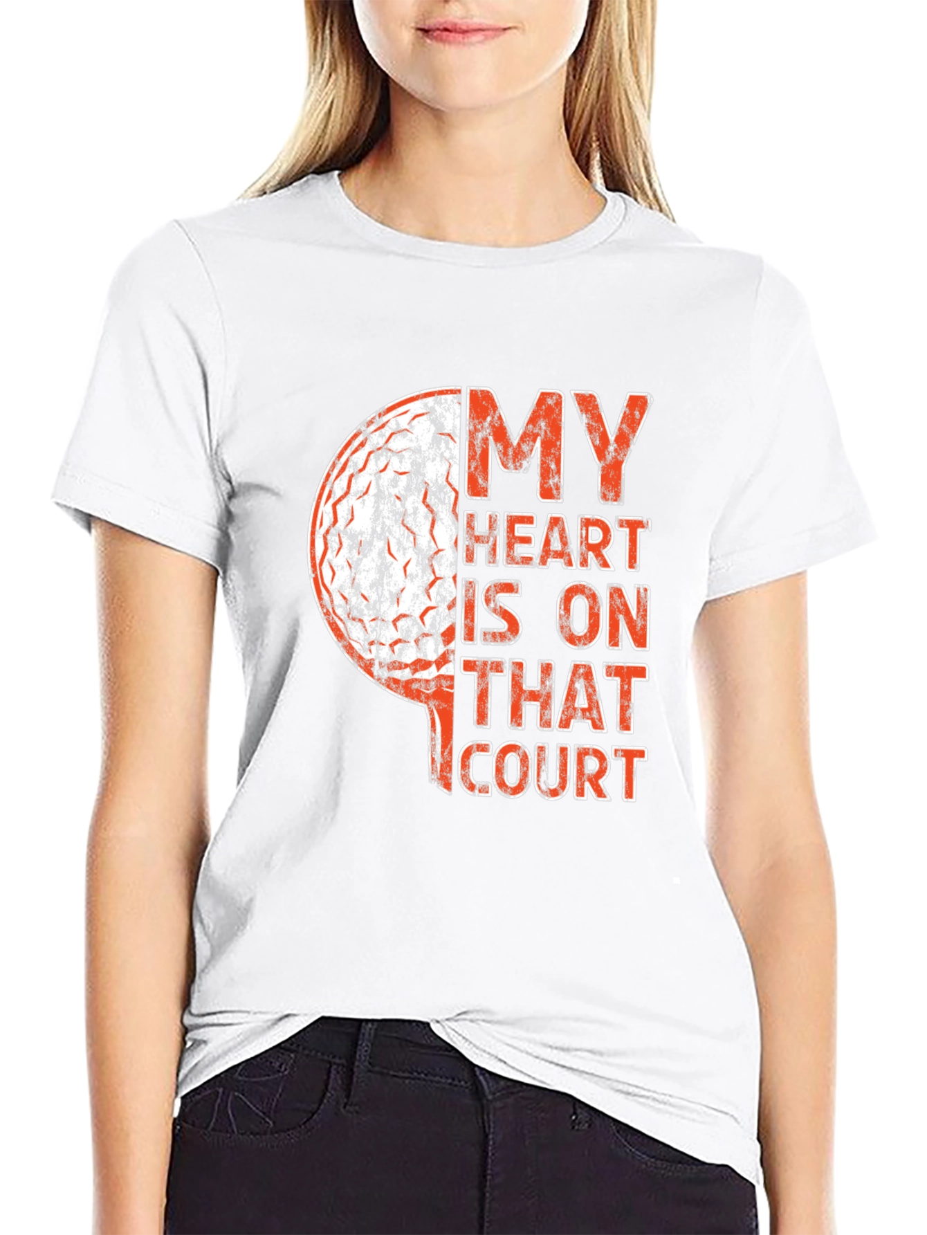 Black Basketball Heart Graphic Tee - Sports Fan Apparel view 9