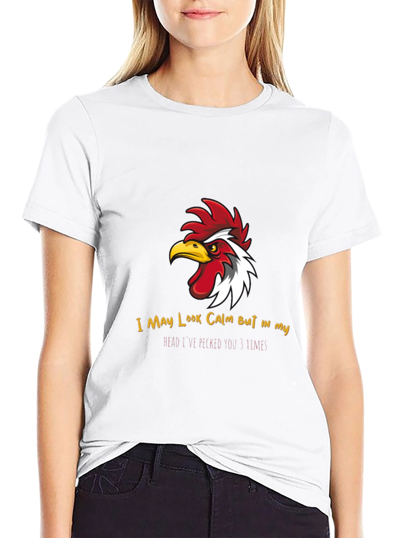 Black Calm Chicken Graphic Tee - Funny Rooster T-Shirt view 9