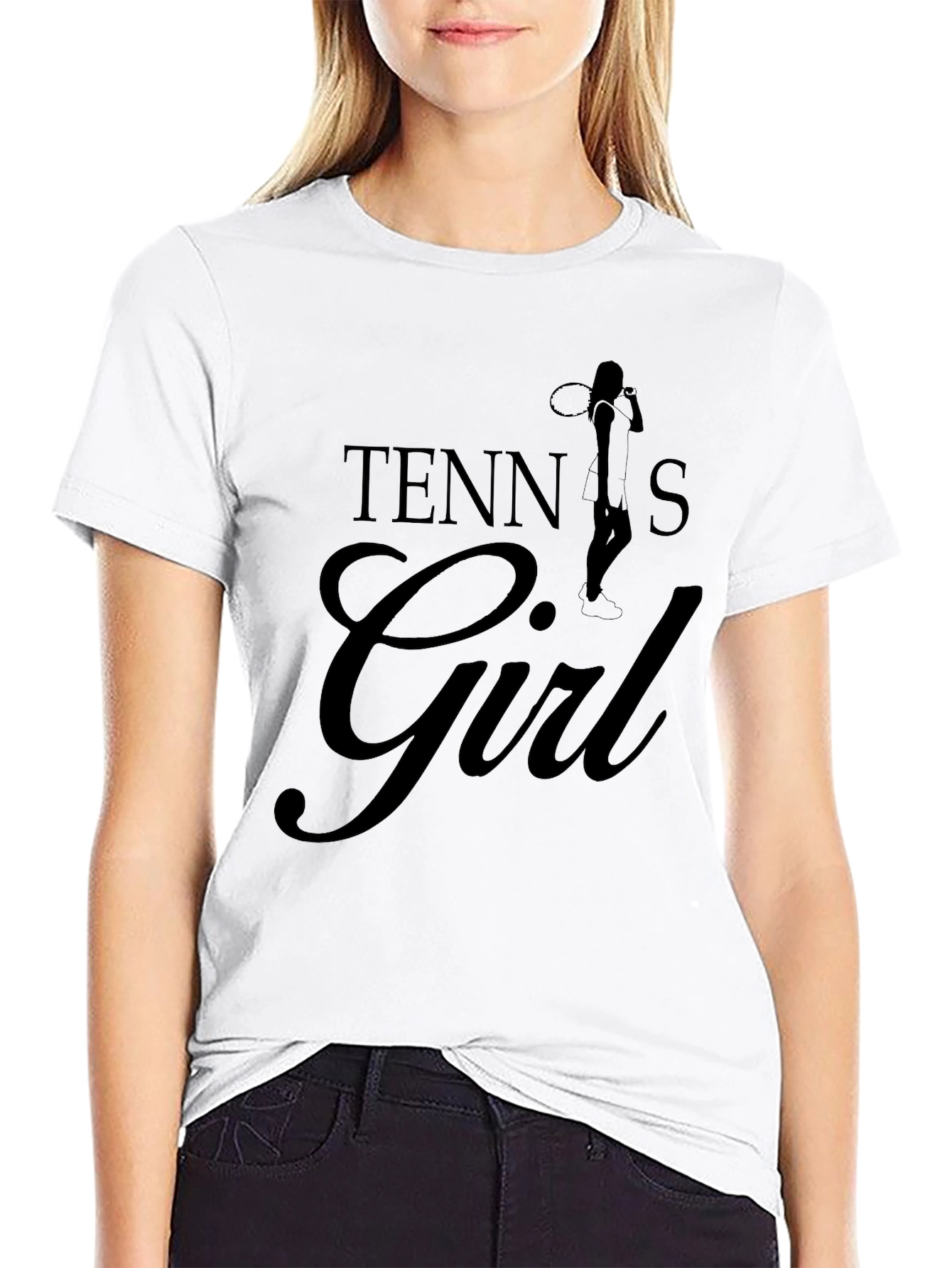 Black Tennis Girl Black T-Shirt - Sporty Fashion view 9
