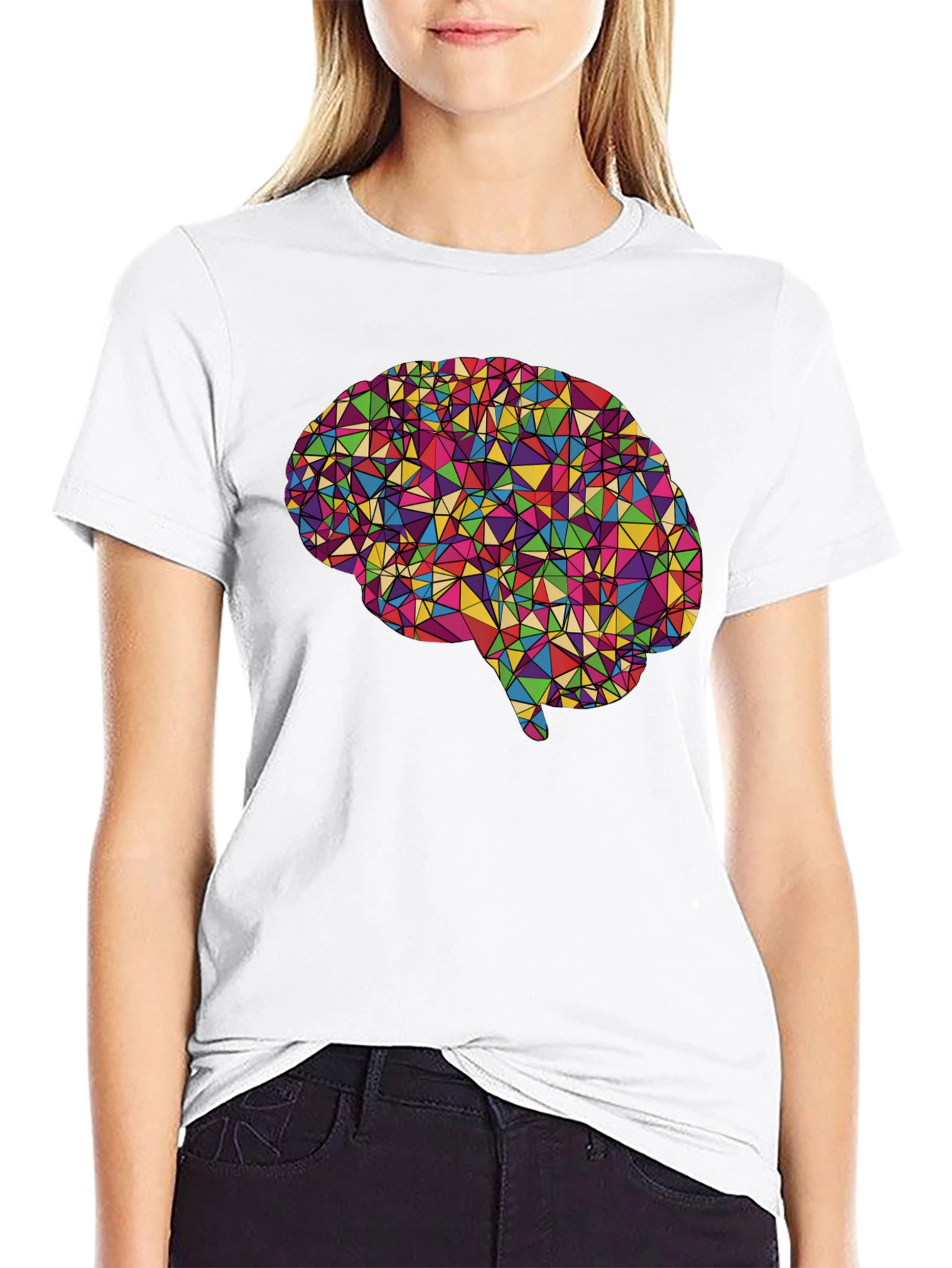 Geometric Brain Graphic Tee - Black - 9