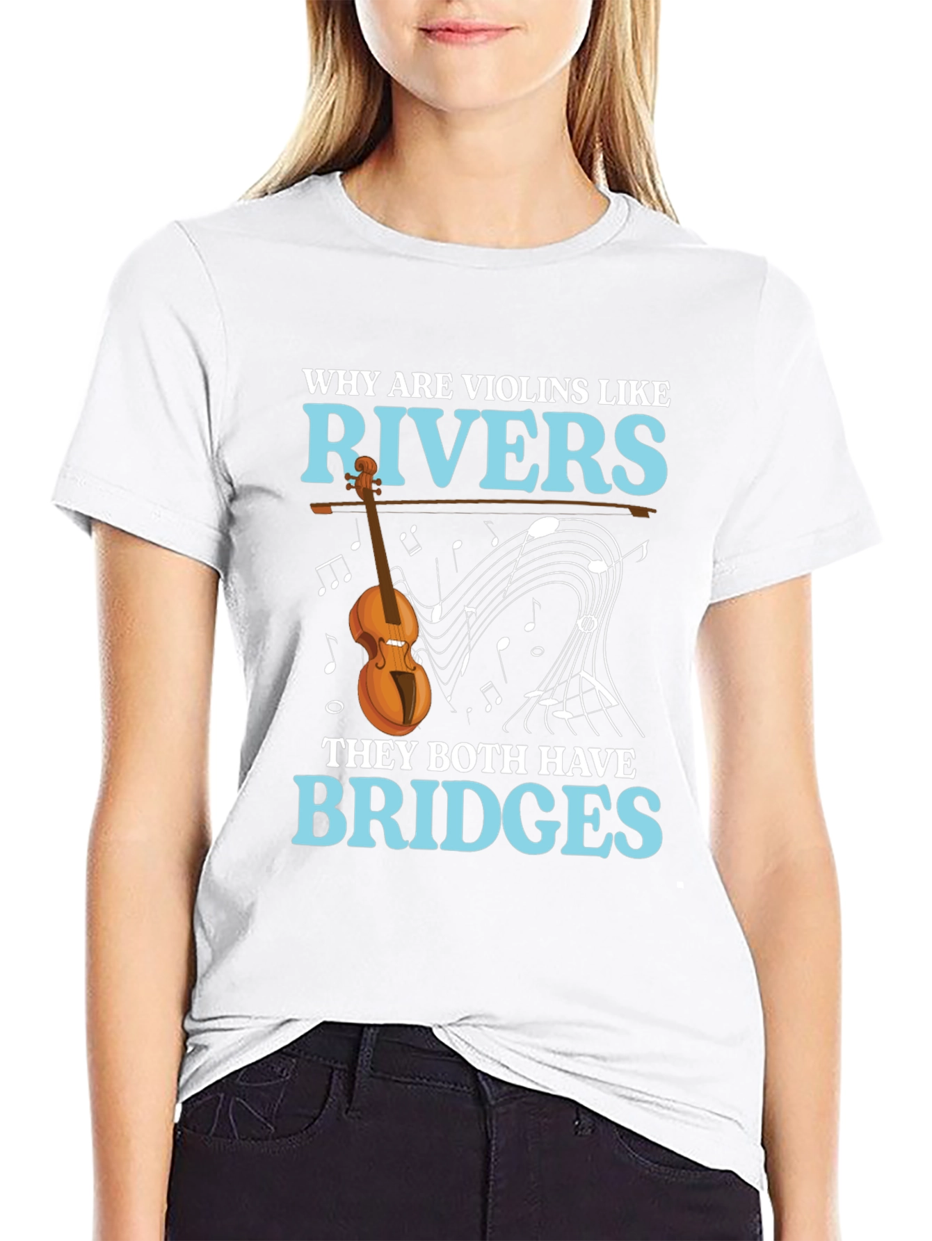 Black Violin & River Pun T-Shirt - Bridges Humor view 9
