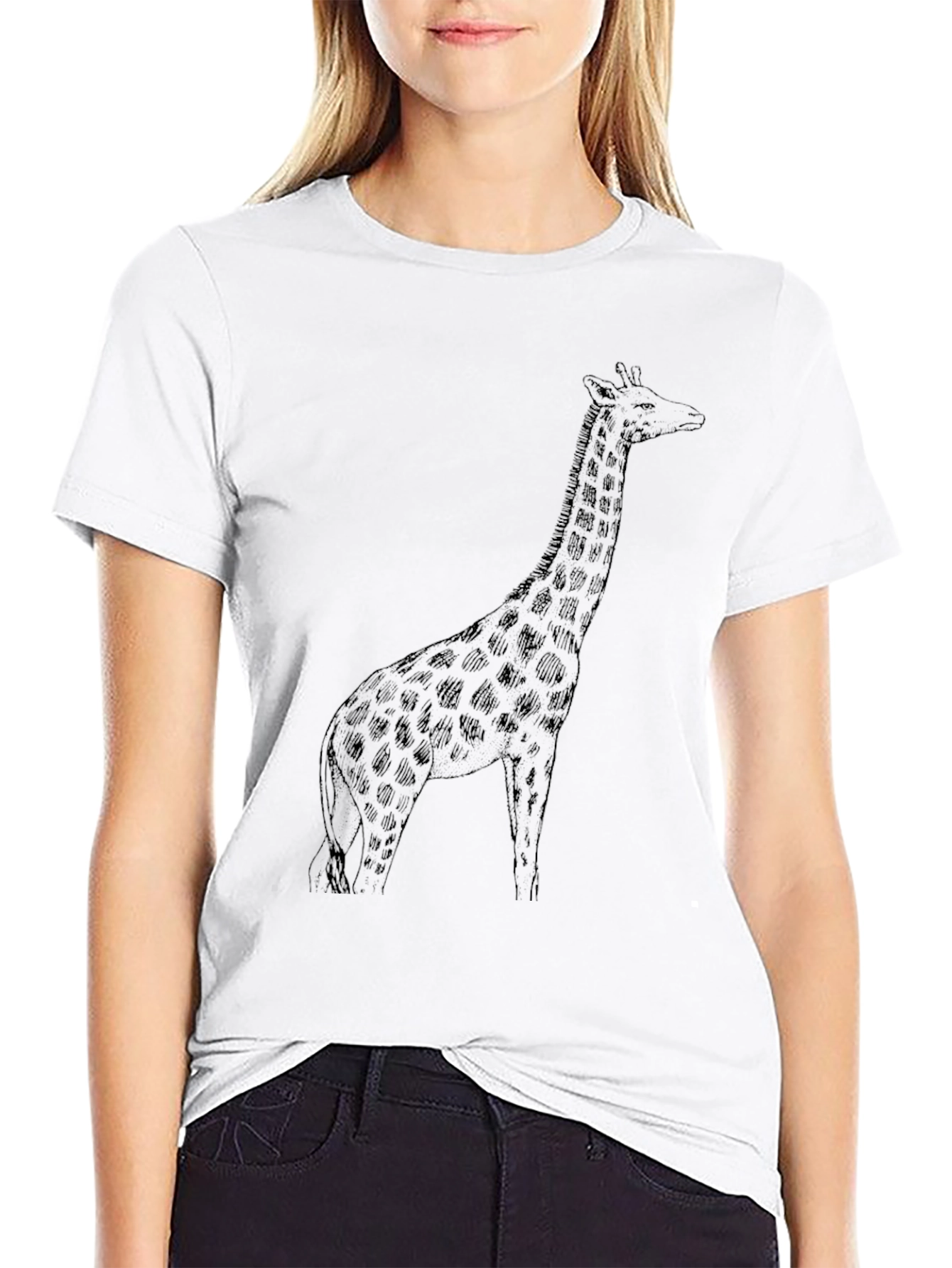 Black Giraffe Graphic Tee - Unisex Black T-Shirt view 9