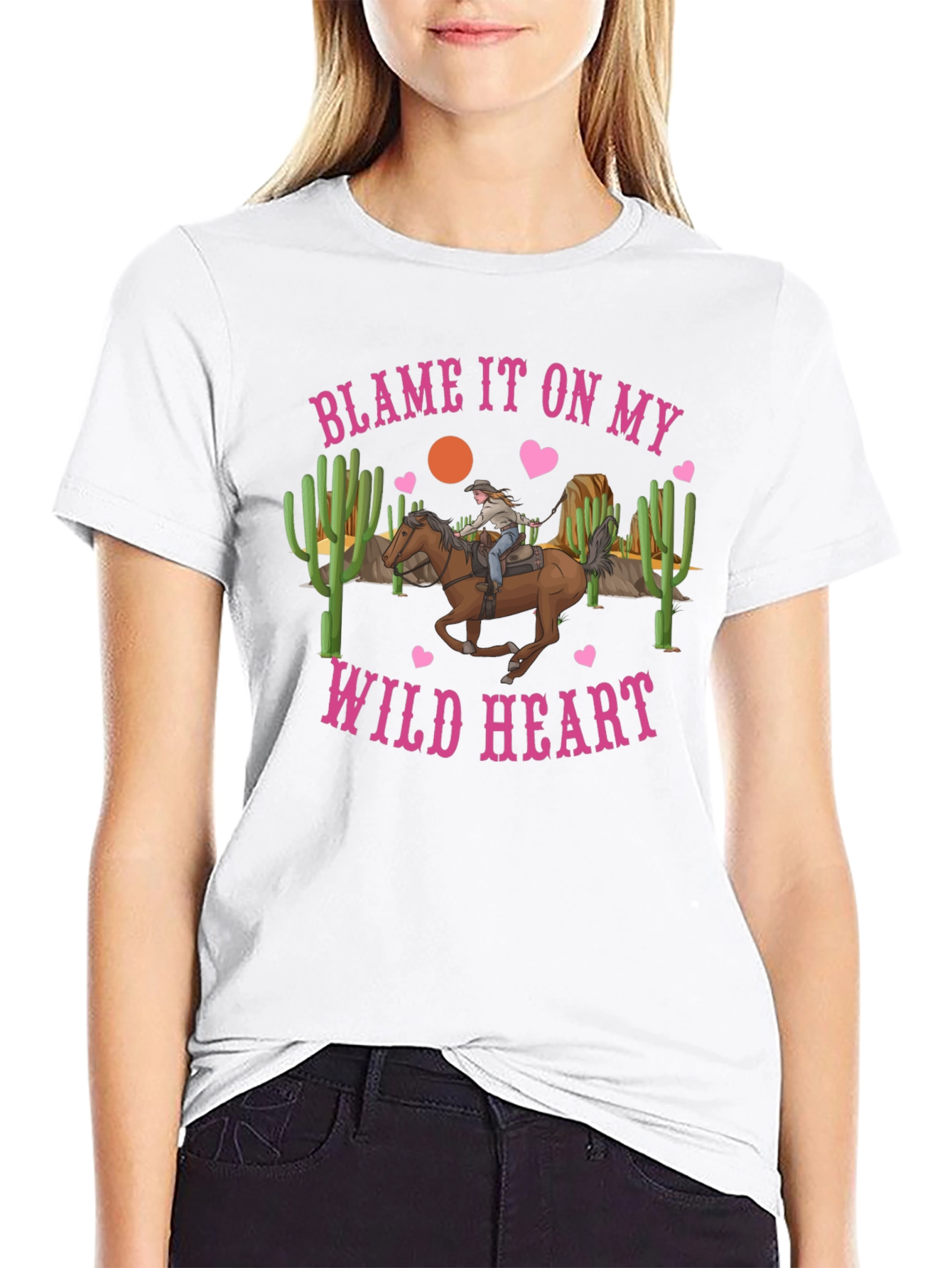 Black Blame It On My Wild Heart Graphic Tee view 9