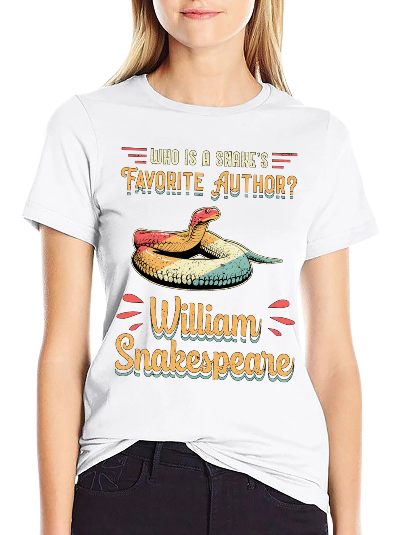 Black Funny Snake T-Shirt - William Snakespeare view 9