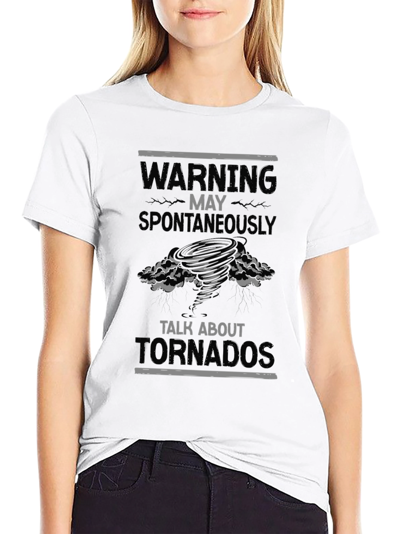 Black Warning May Spontaneously Talk About Tornadoes T-Shirt view 9