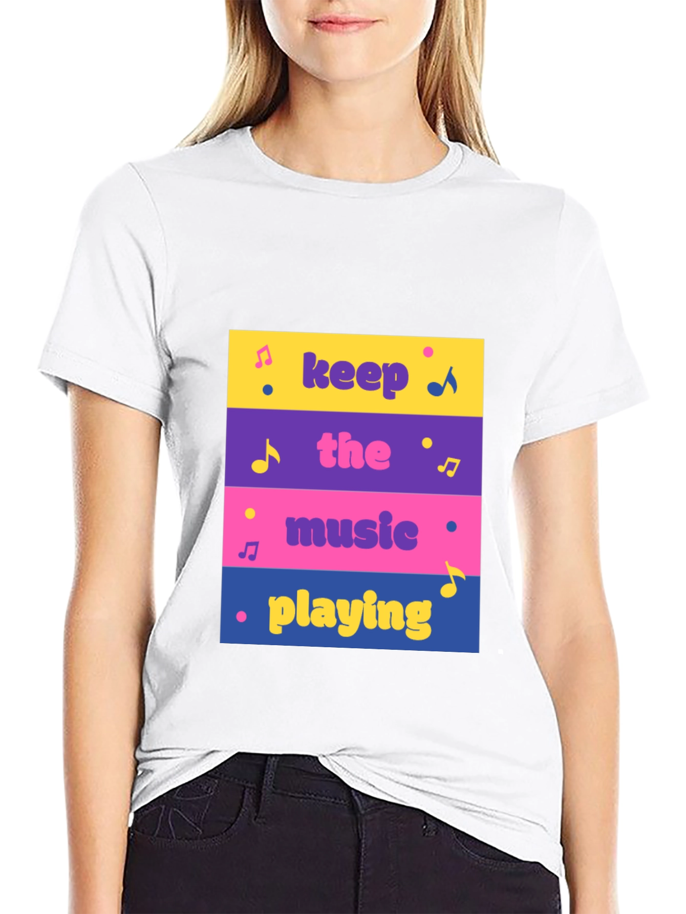 Black Keep The Music Playing Graphic Tee view 9