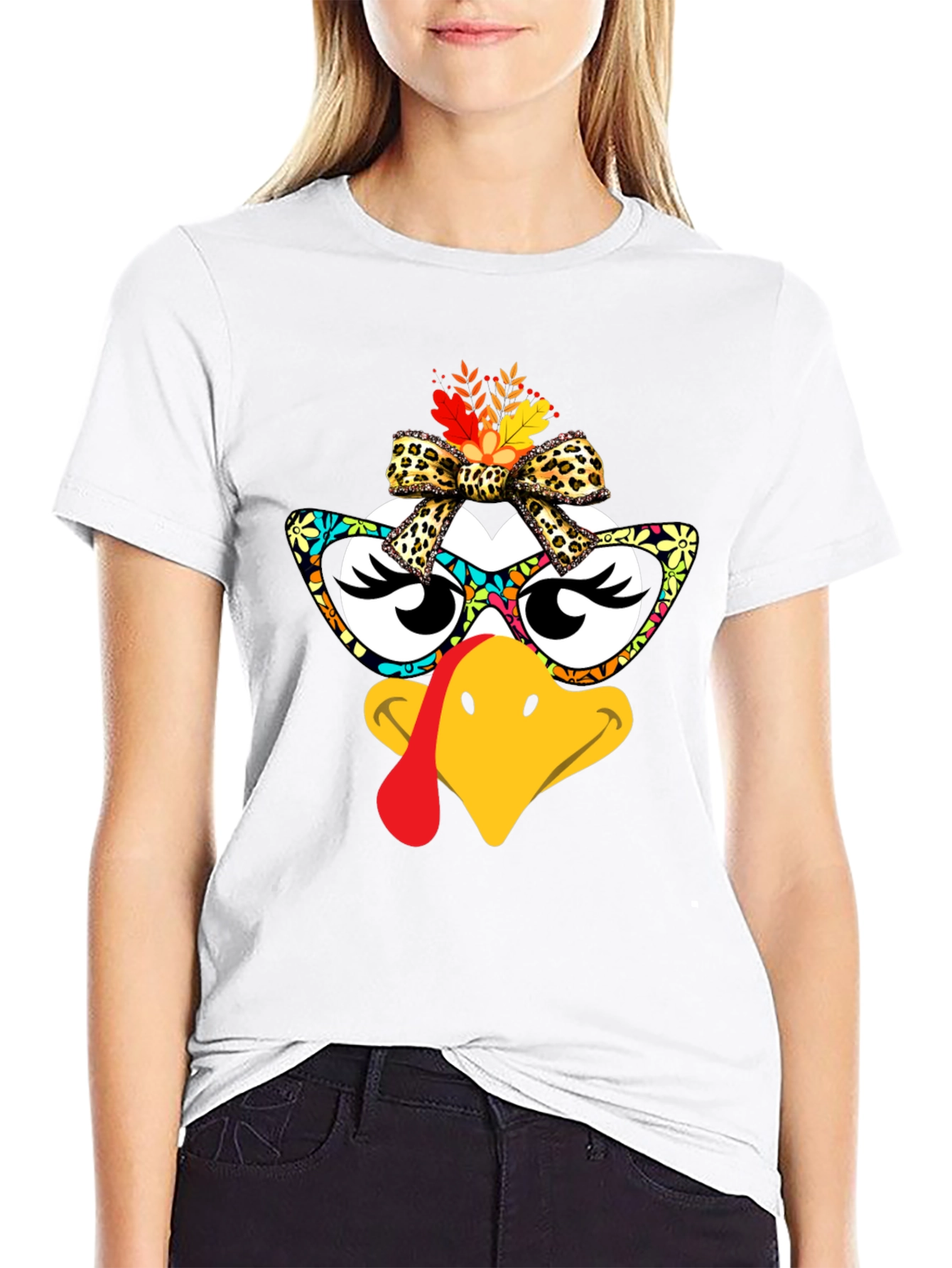 Black Thanksgiving Turkey Face T-Shirt view 9
