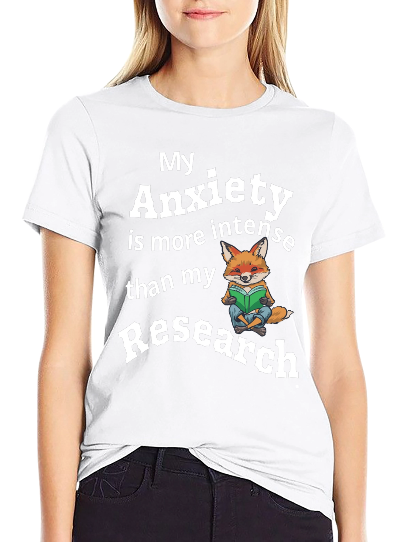 Black My Anxiety Research Fox T-Shirt Funny Novelty view 9
