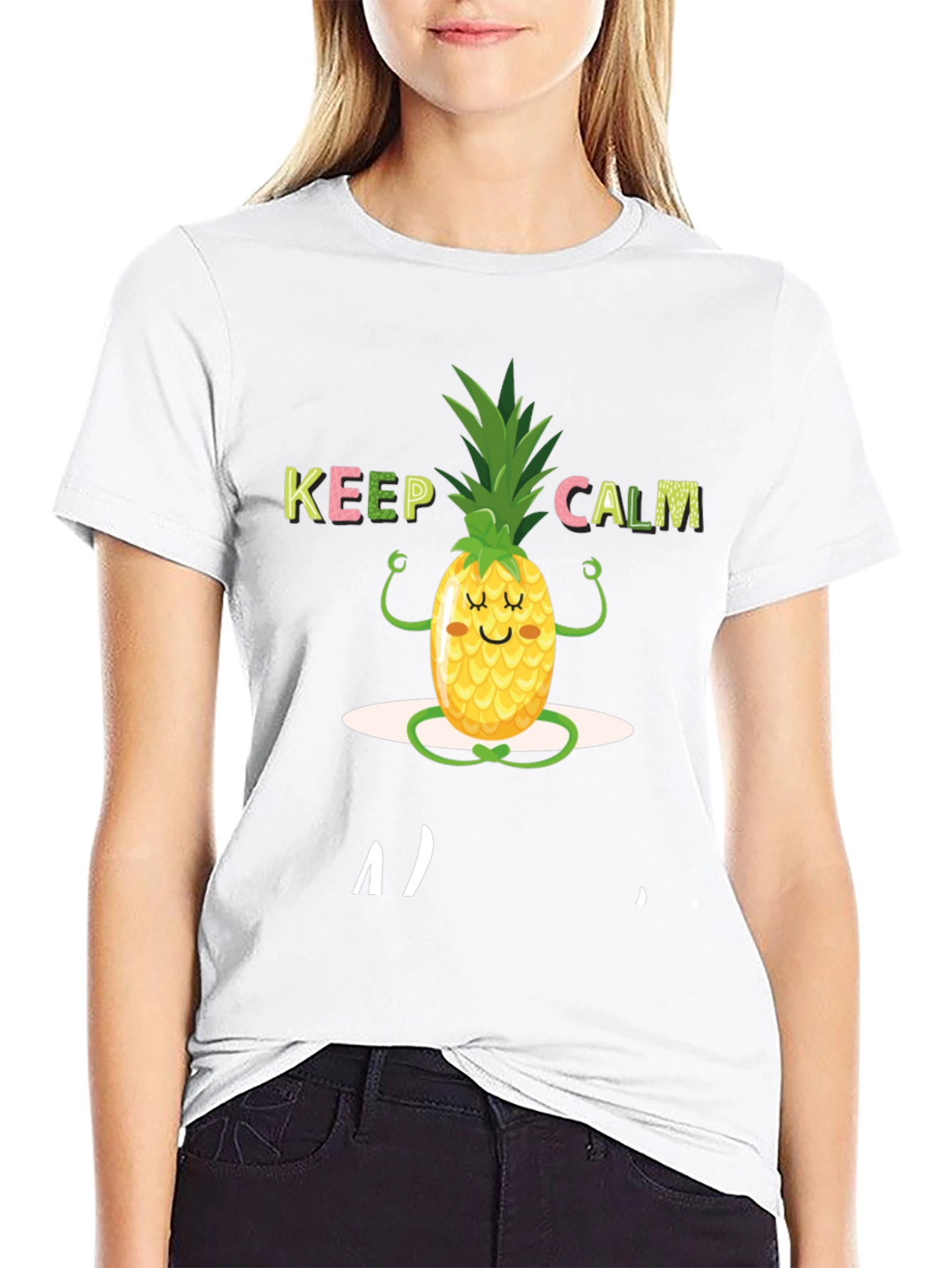 Black Keep Calm Pineapple T-Shirt view 9