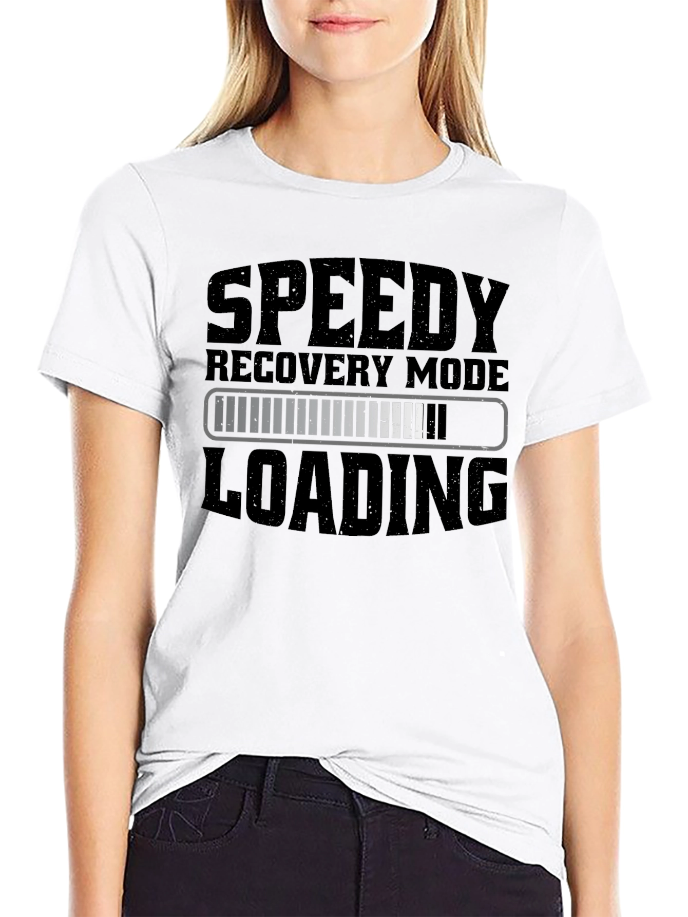 Black Speedy Recovery Mode Loading T-Shirt - Get Well Soon Gift view 9
