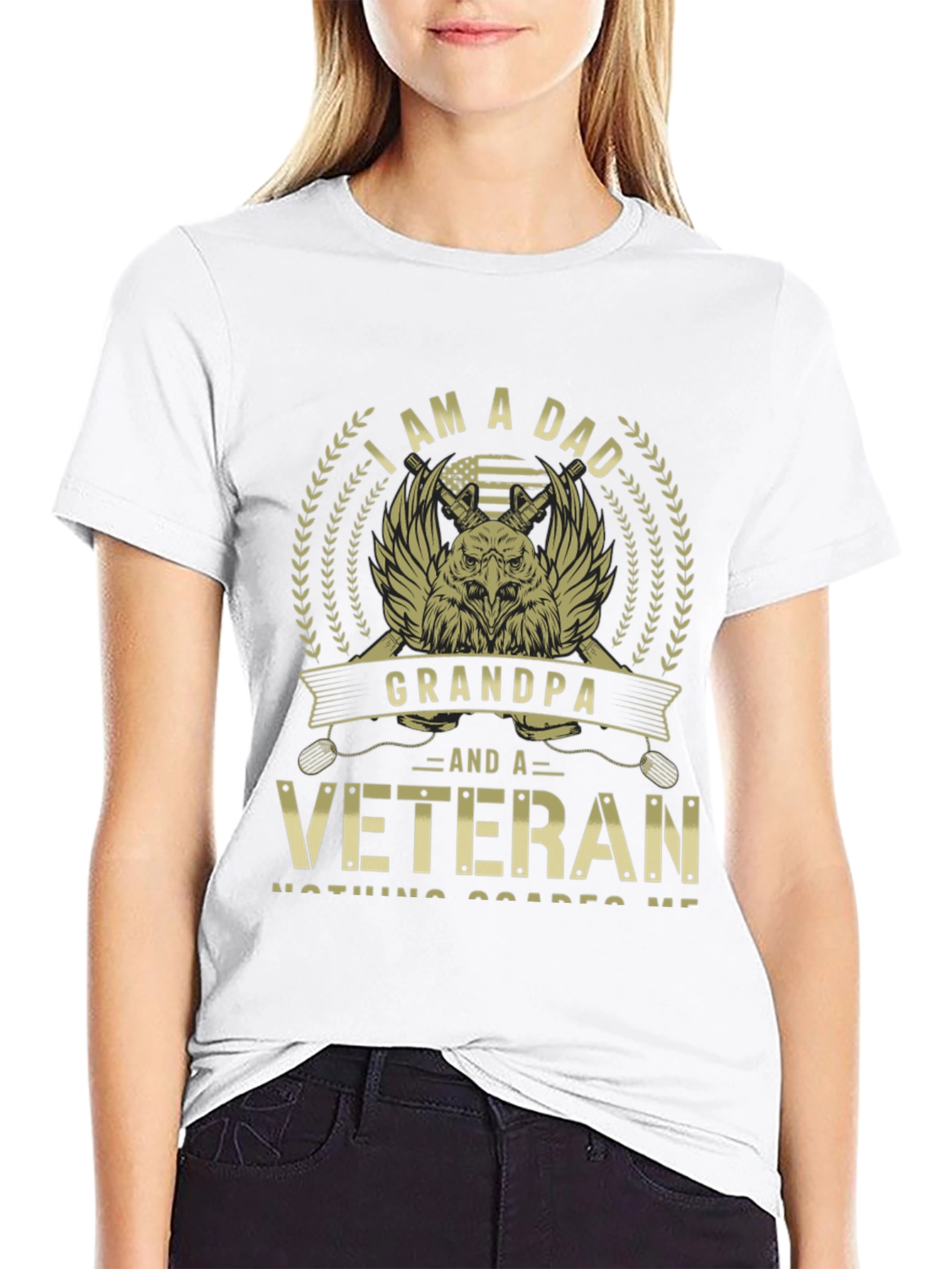 Black I am a Dad Grandpa Veteran T-Shirt view 9