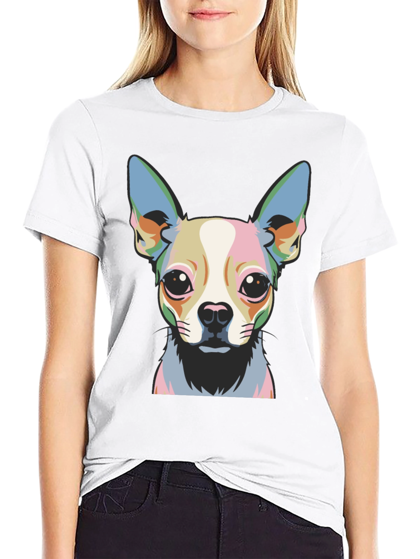 Black Chihuahua Pop Art Graphic Tee - Black view 9