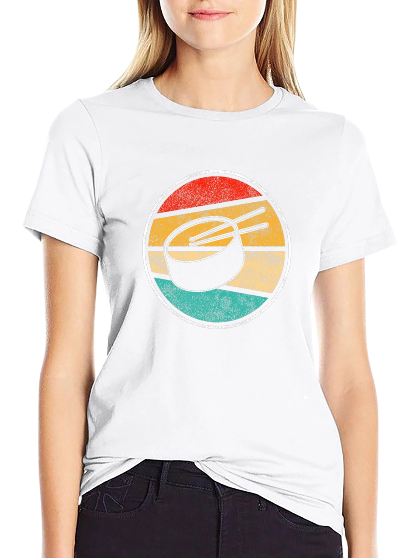 Black Retro Sunset Hockey Puck Graphic Tee view 9
