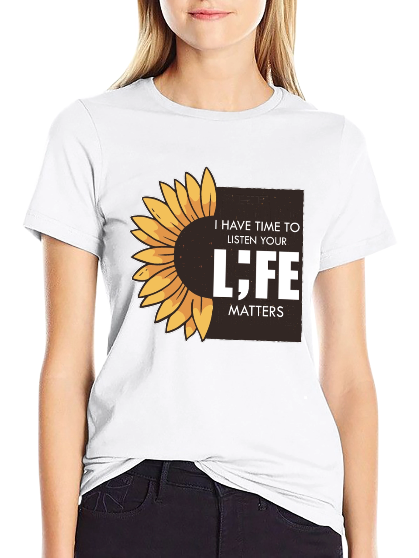 Black Sunflower 'Life Matters' Graphic T-Shirt view 9