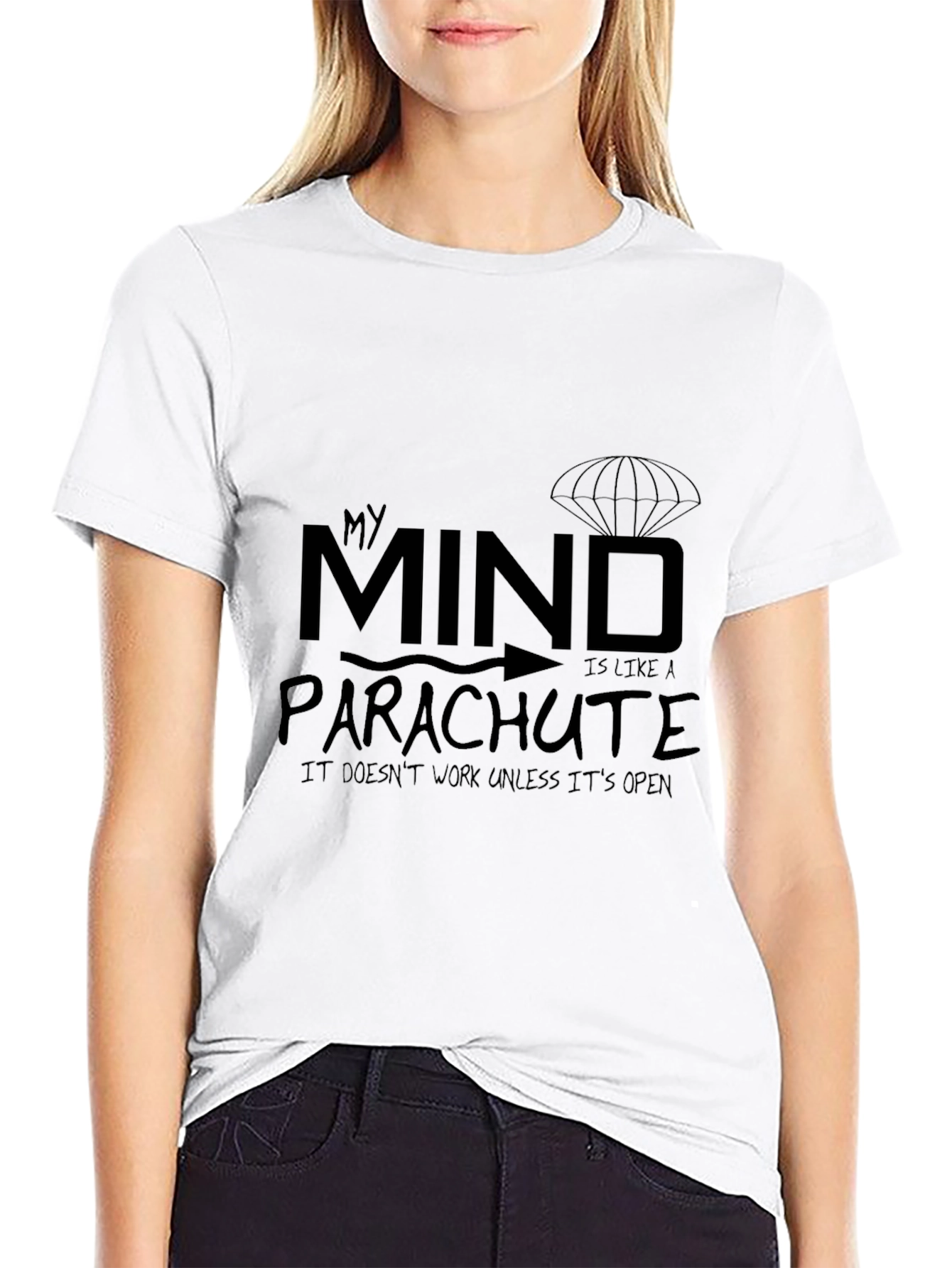 Black My Mind Parachute T-Shirt - Funny Graphic Tee view 9