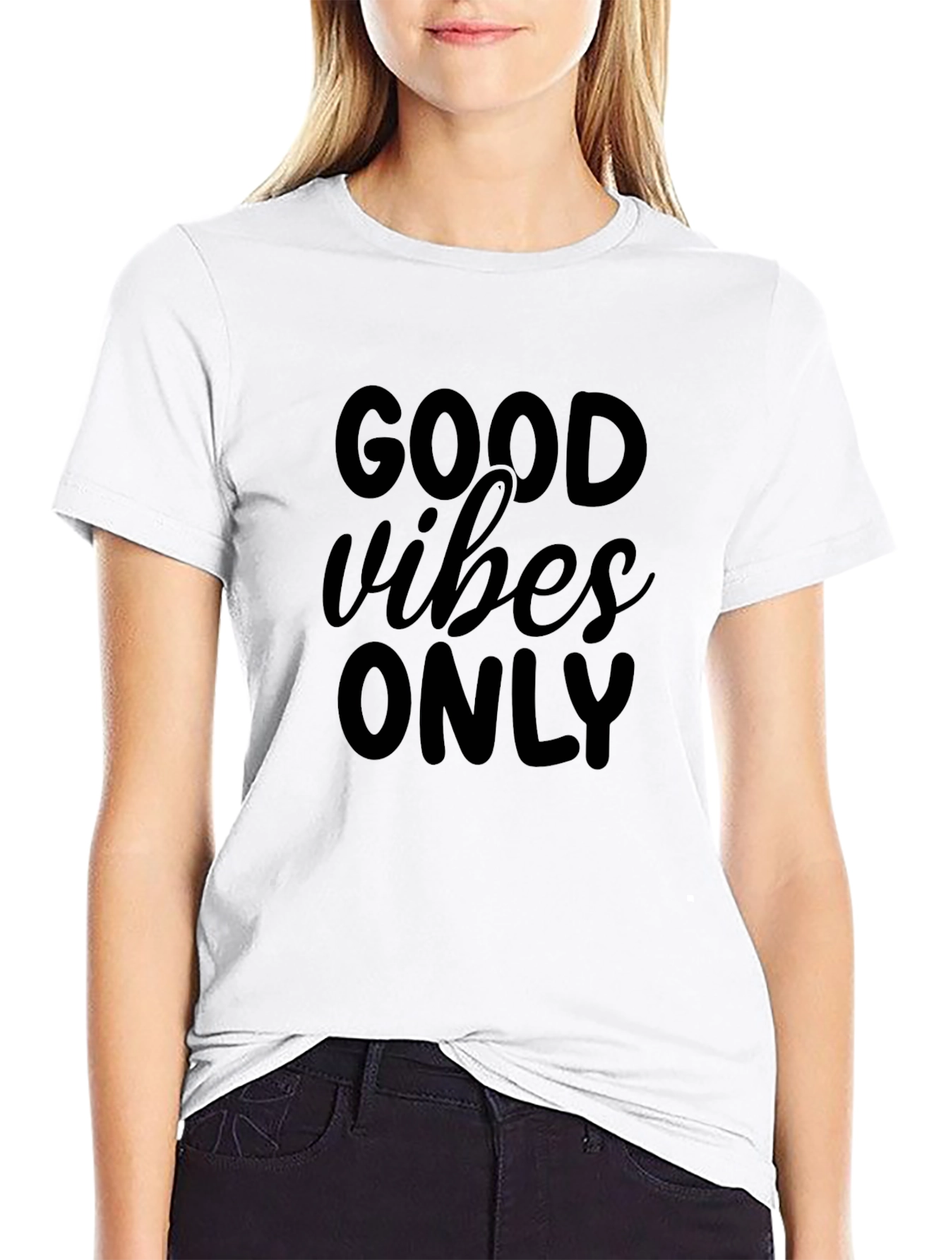 Black Good Vibes Only Black Graphic Tee view 9