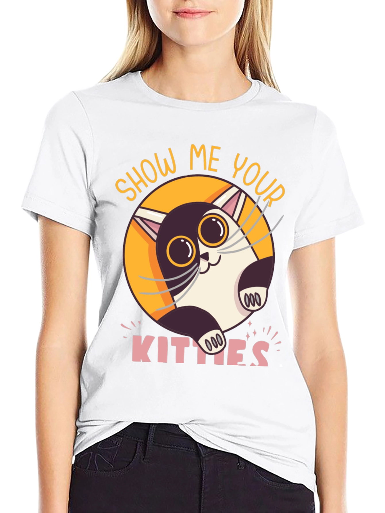 Black Show Me Your Kitties Graphic T-Shirt view 9