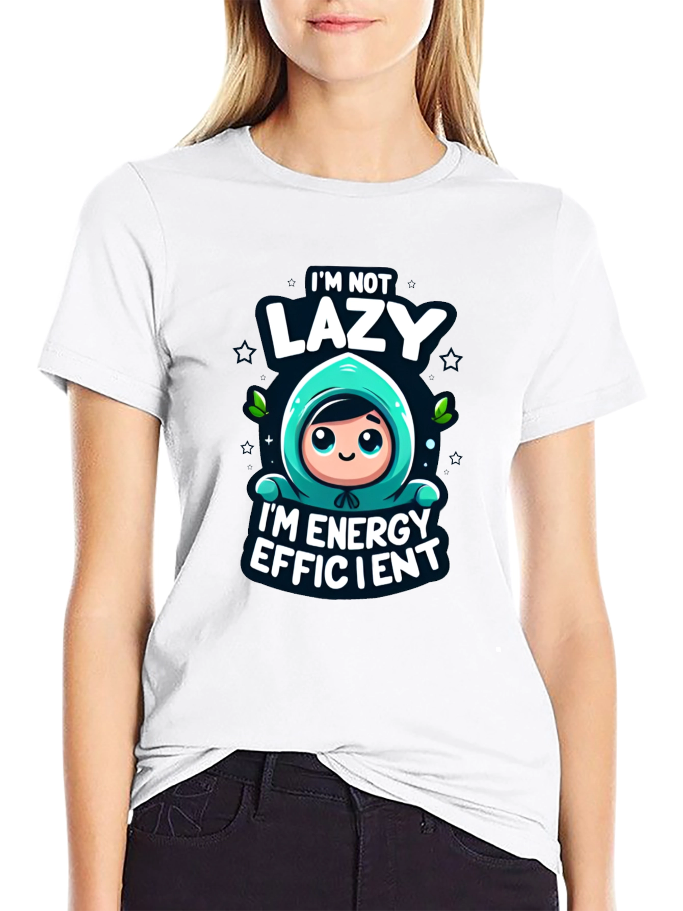 Black Funny Energy Efficient Black Graphic Tee view 9