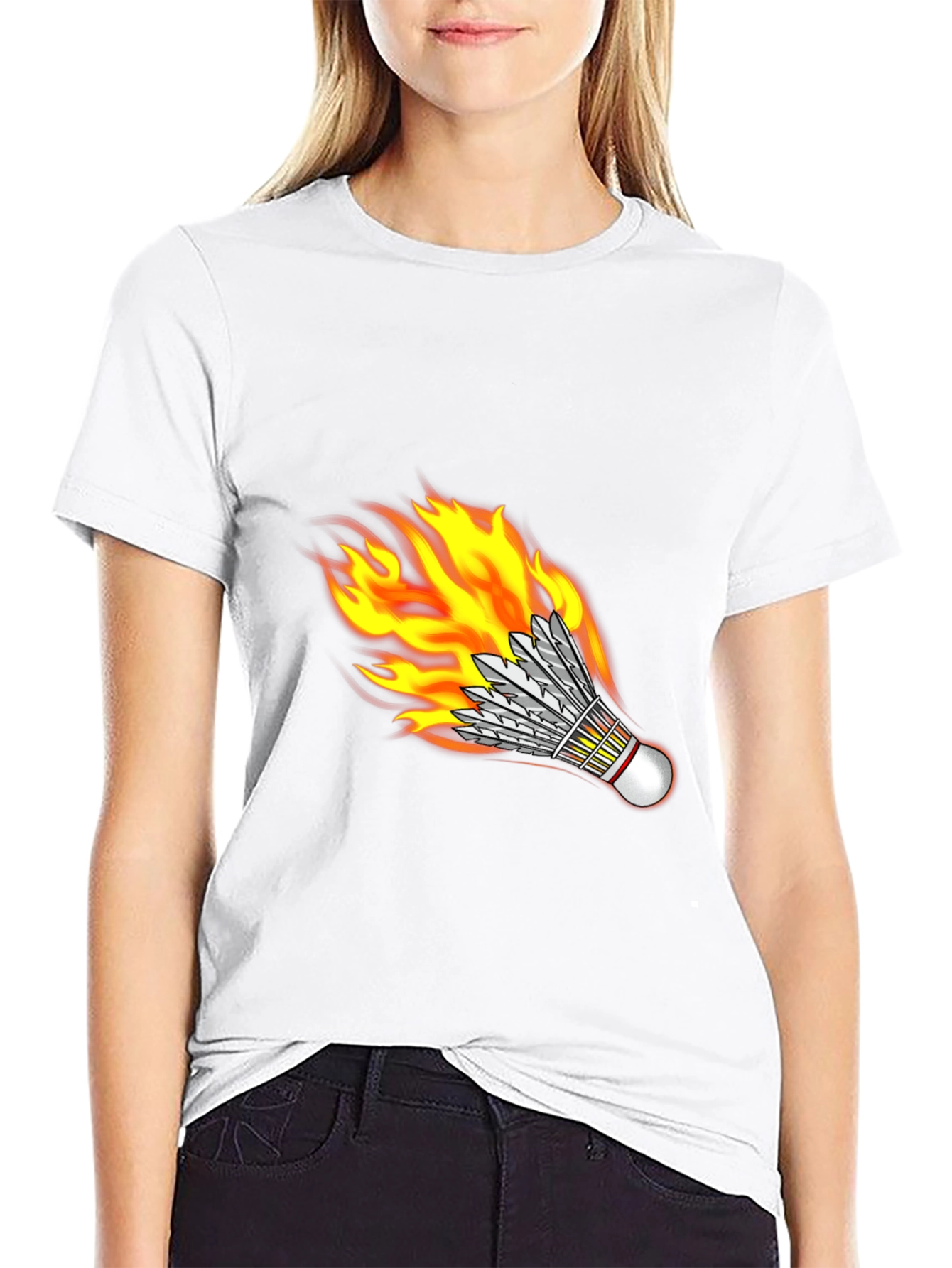 Black Flaming Shuttlecock Graphic Tee view 9