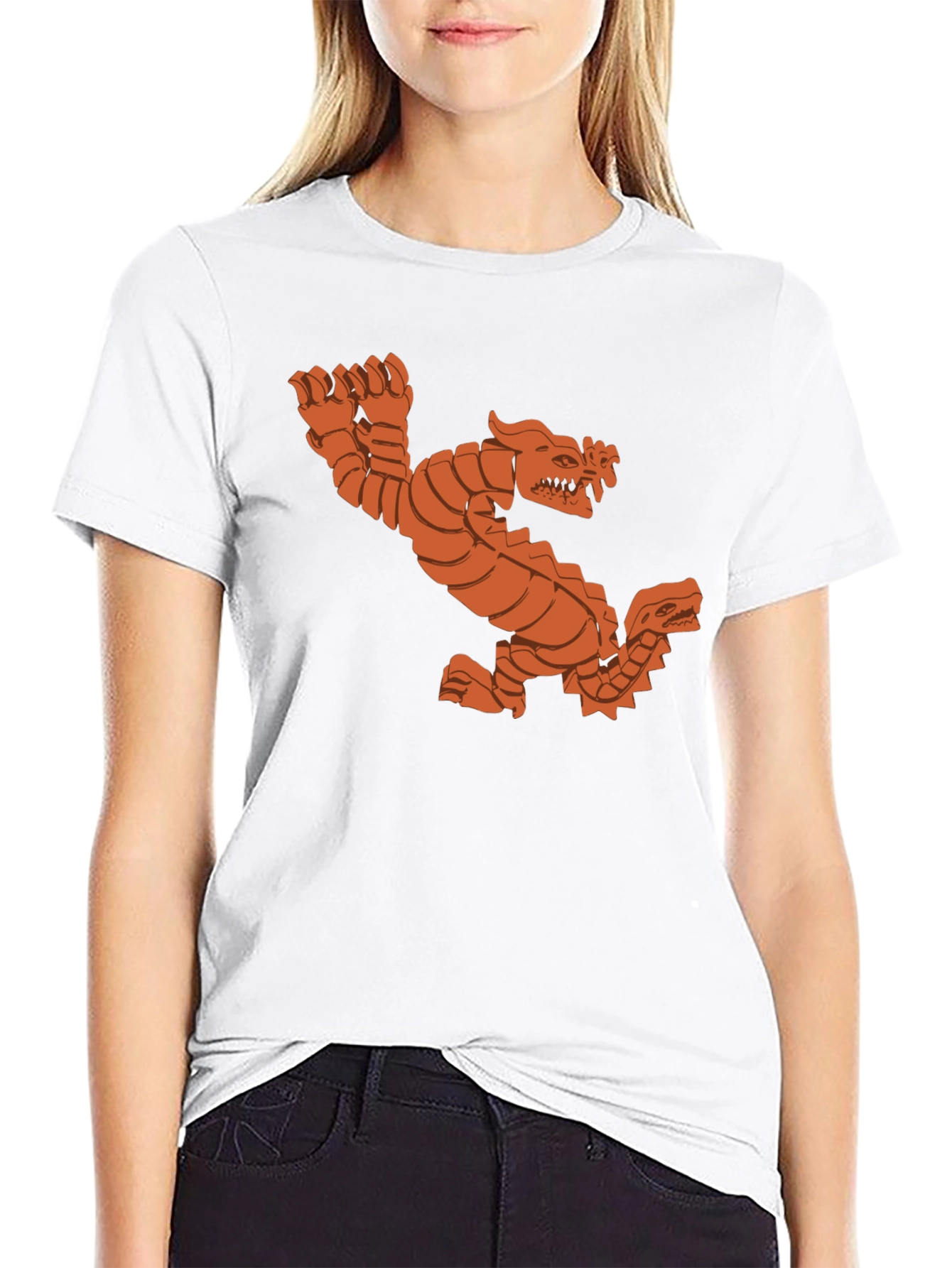 Black Double Dragon Graphic Tee - Black Cotton T-Shirt view 9