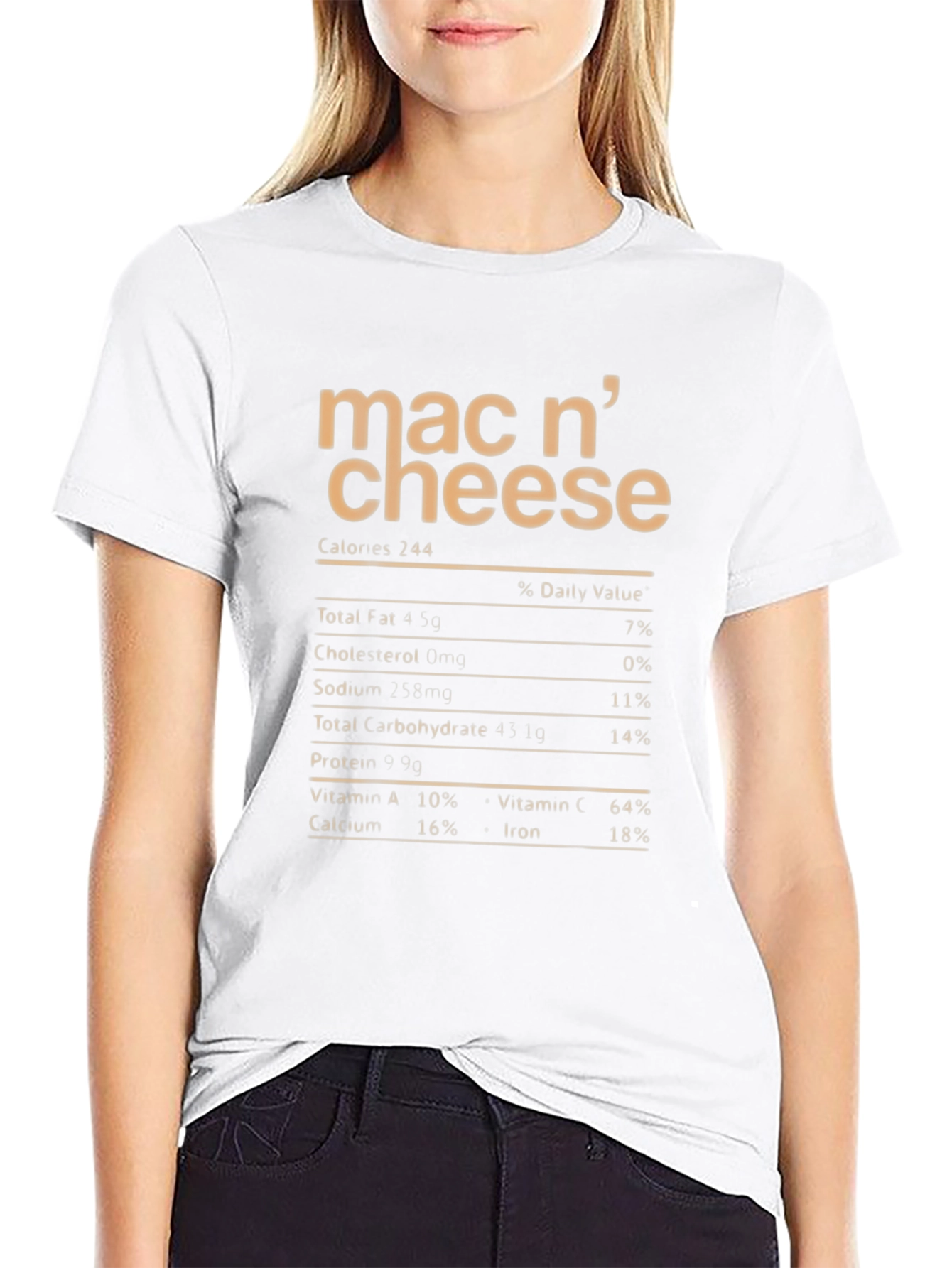 Mac n' Cheese Nutrition Facts T-Shirt - Black - 9