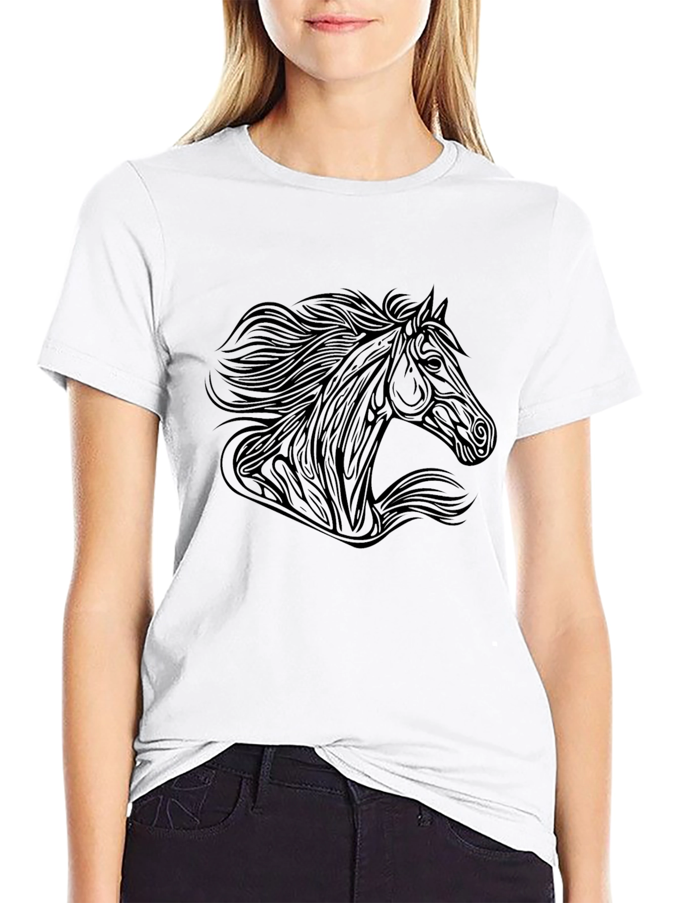 Black Men's Black Horse Graphic Tee - Stylish & Unique Design view 9