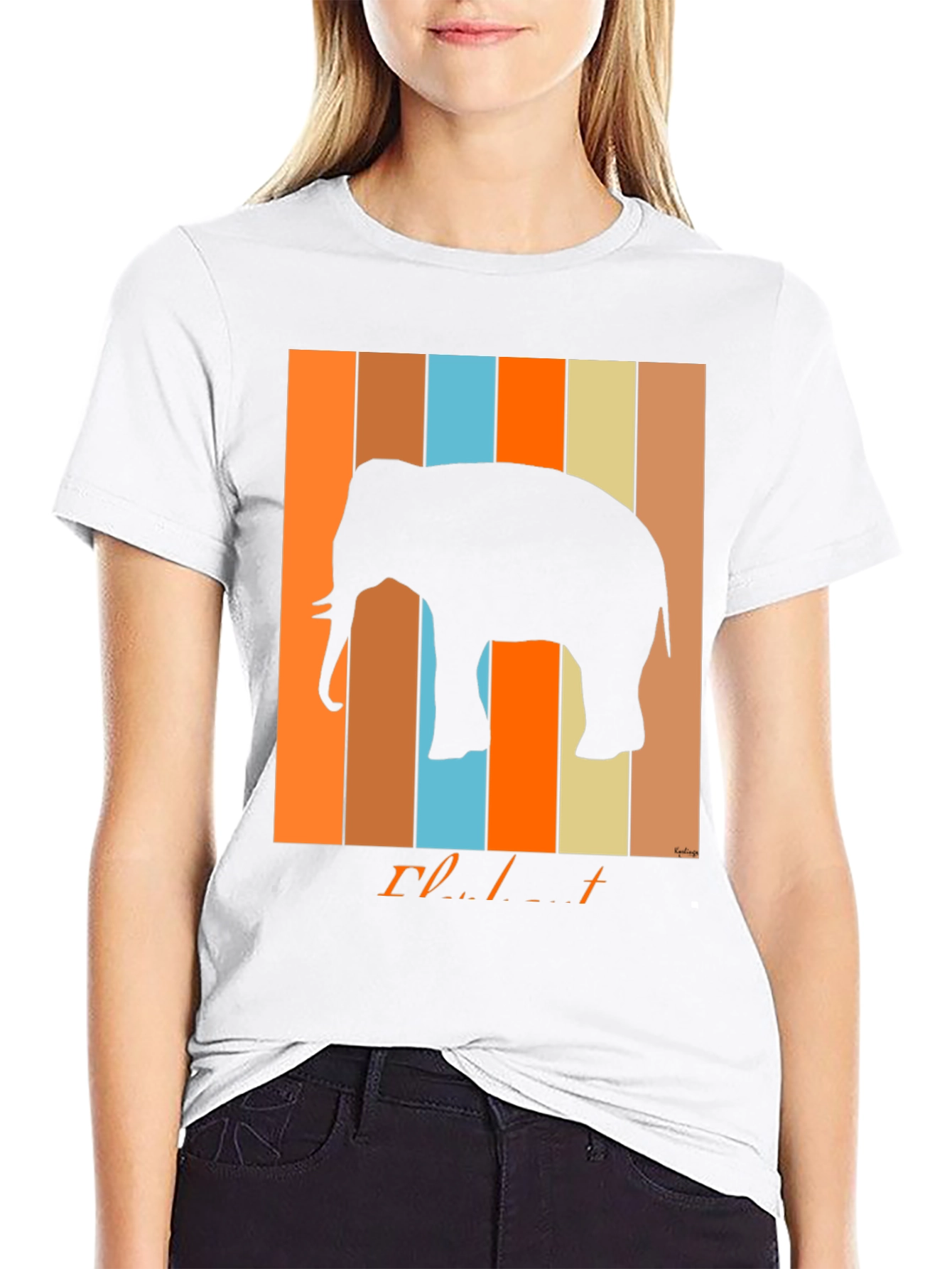 Black Retro Elephant Graphic T-Shirt view 9