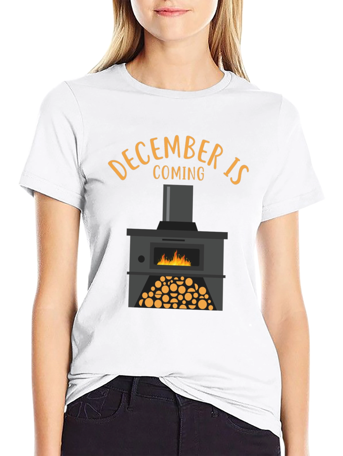 Black December Is Coming Graphic Tee - Cozy Fireplace Shirt view 9