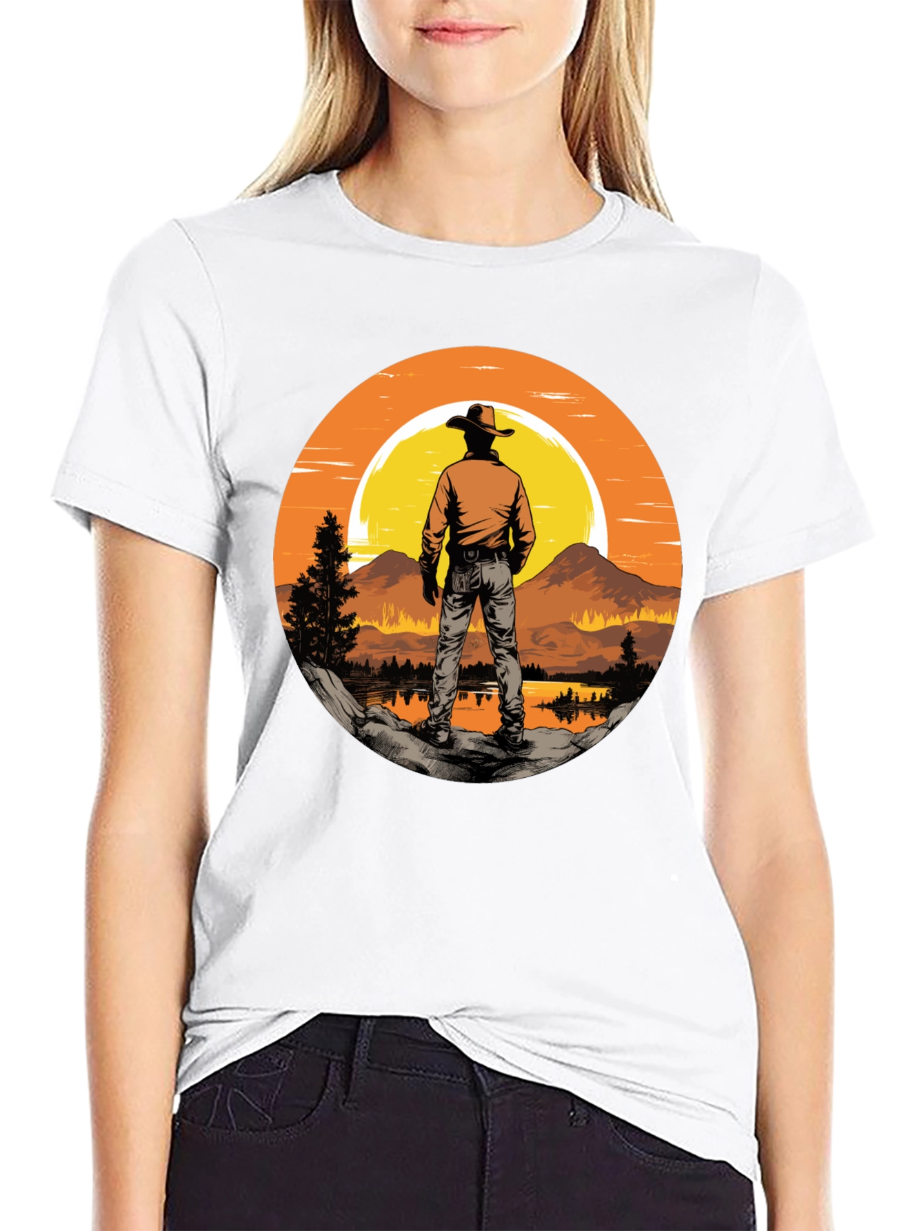 Black Sunset Cowboy Graphic Tee view 9