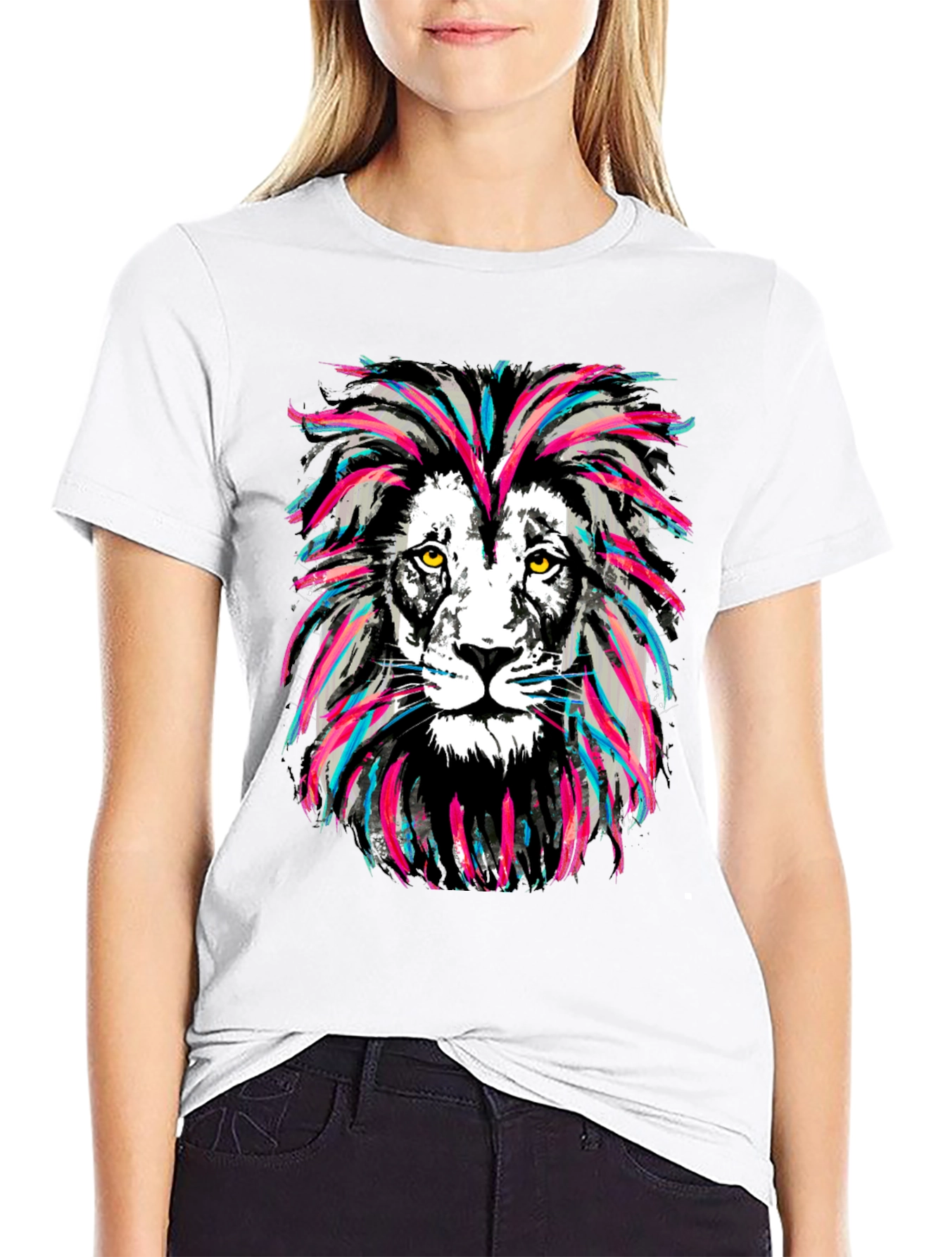 Black Lion Head Graphic Print Tee view 9