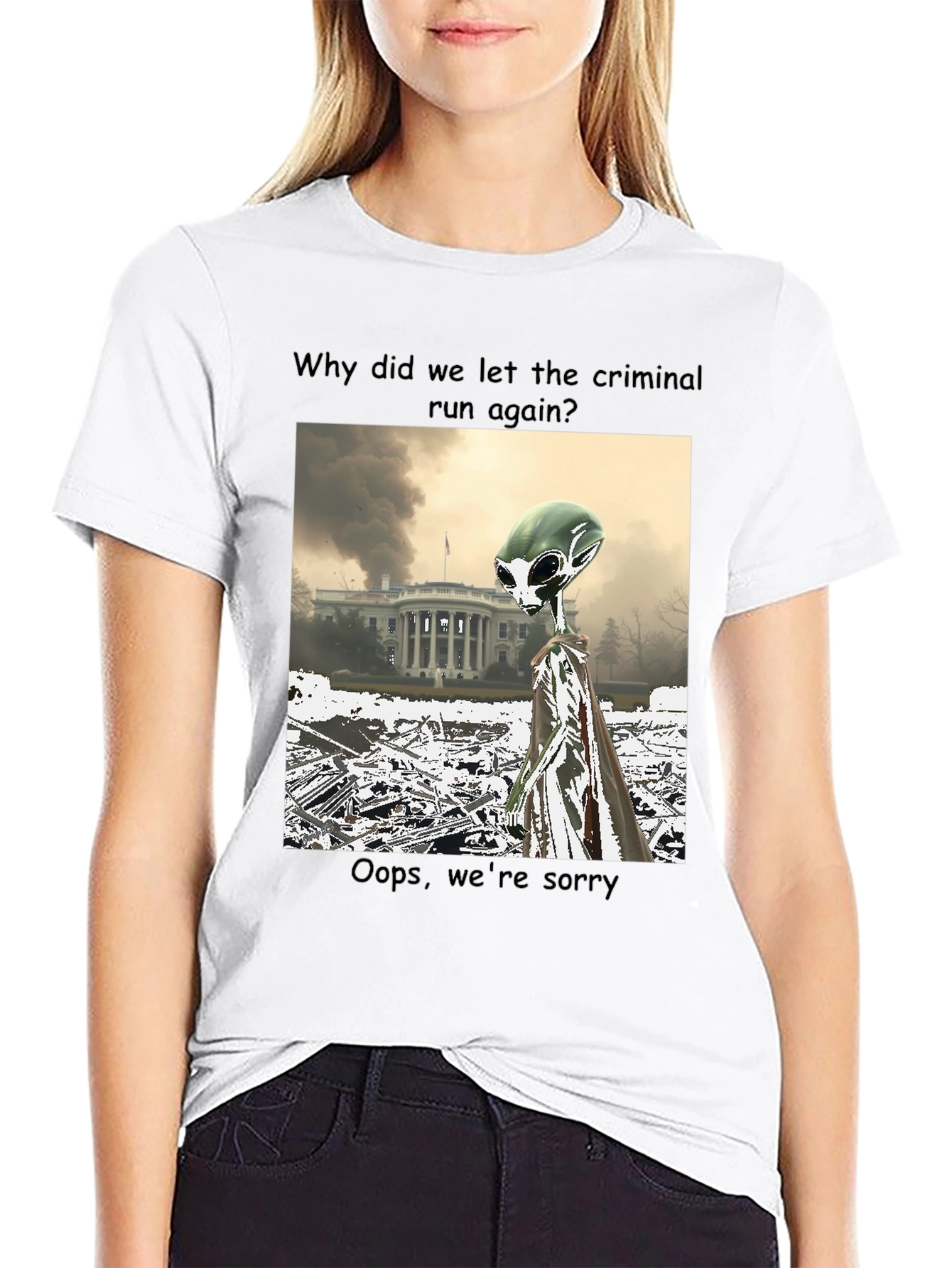 Black Political Alien Humor Graphic Tee view 9