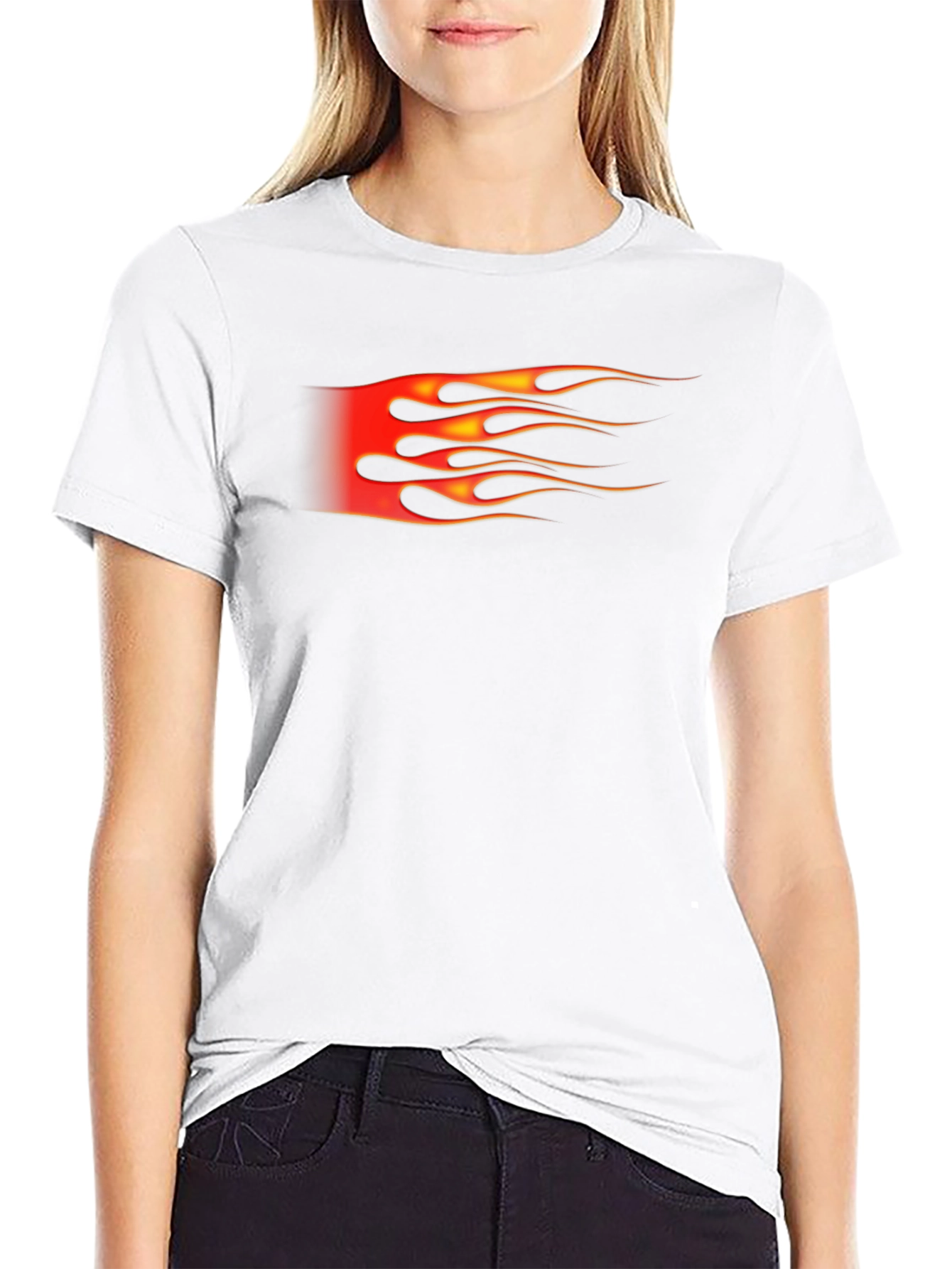 Black Fiery Flames Graphic Tee - Black view 9