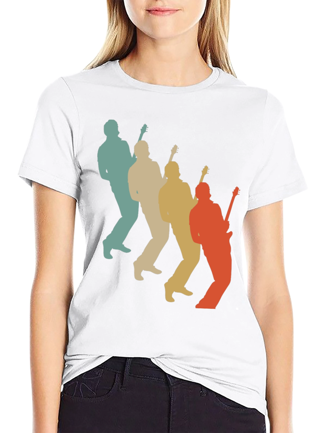 Black Retro Guitar Player T-Shirt - Music Lover Tee view 9