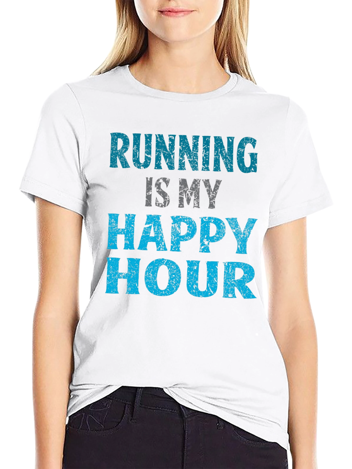 Black Running is My Happy Hour T-Shirt view 9